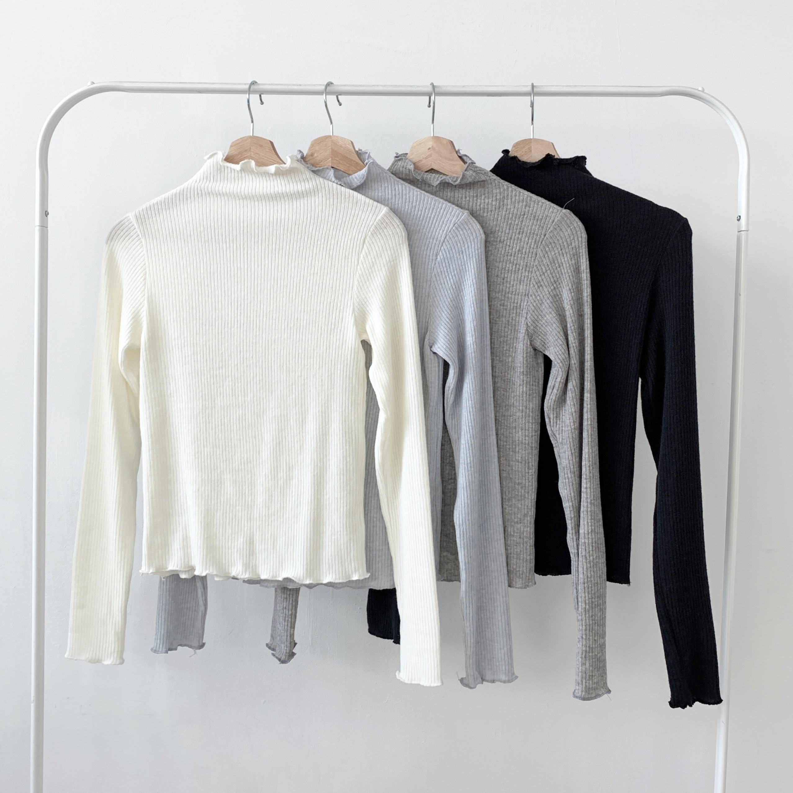 リブタートルネックスリム長袖カラーTシャツ | 詳細画像3