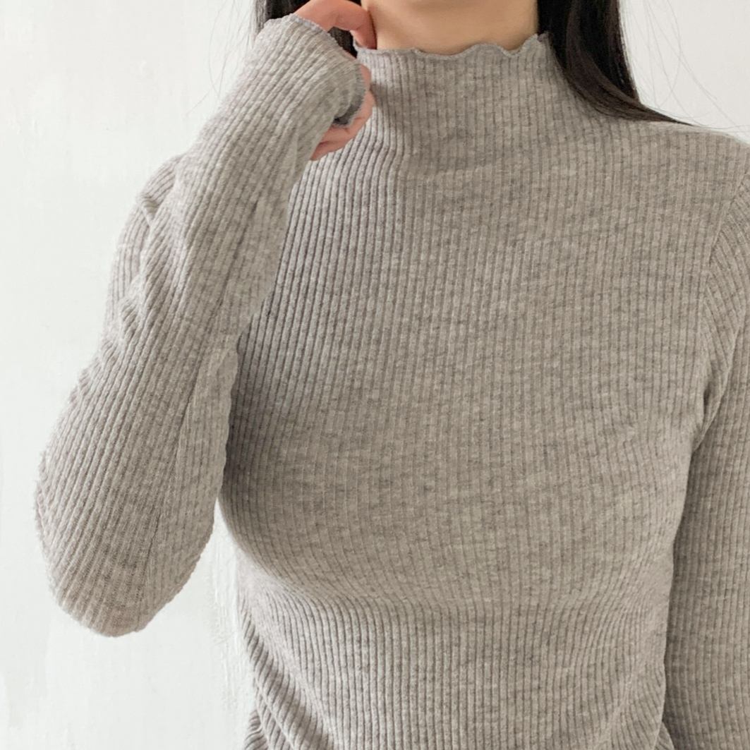 リブタートルネックスリム長袖カラーTシャツ | 詳細画像10