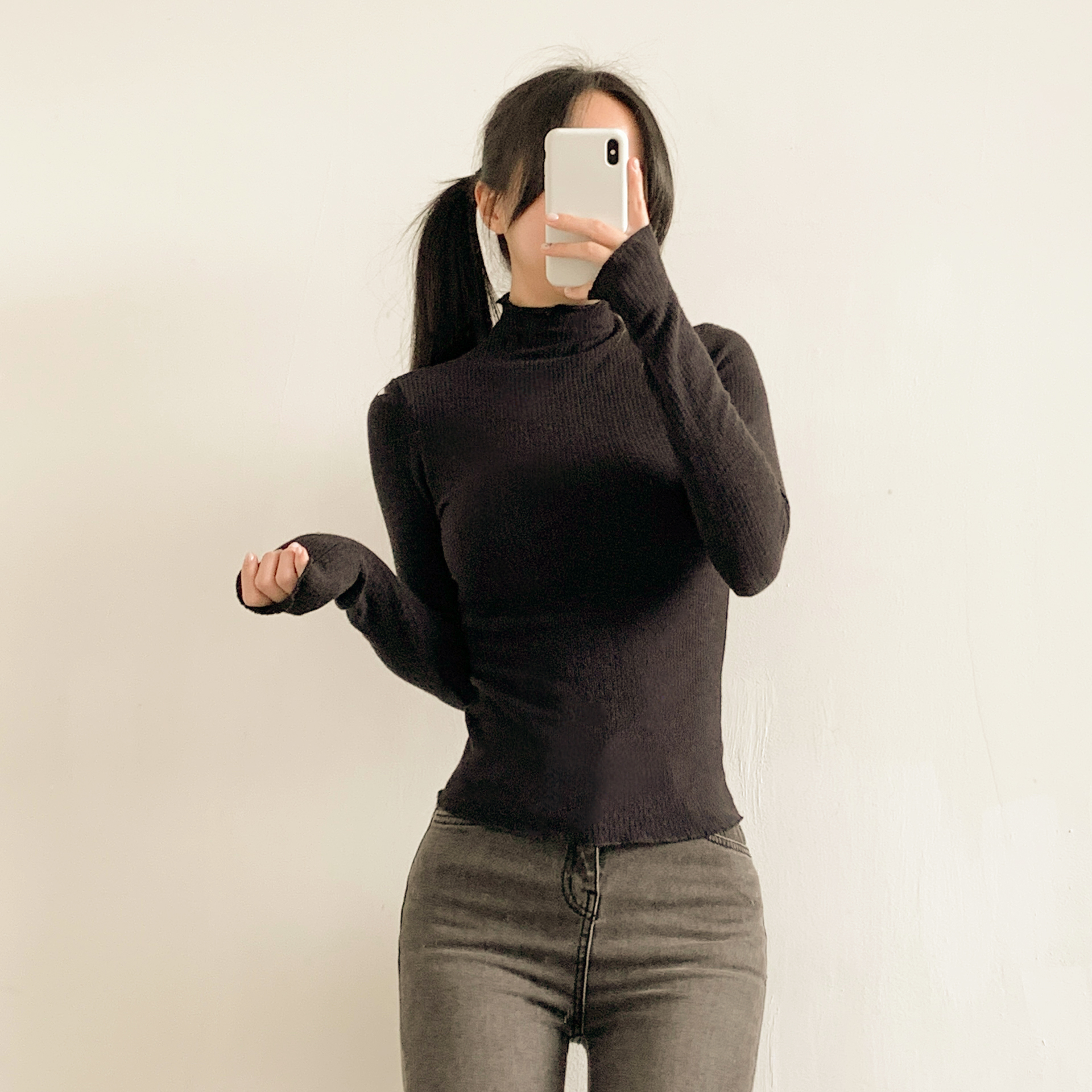 リブタートルネックスリム長袖カラーTシャツ | 詳細画像21