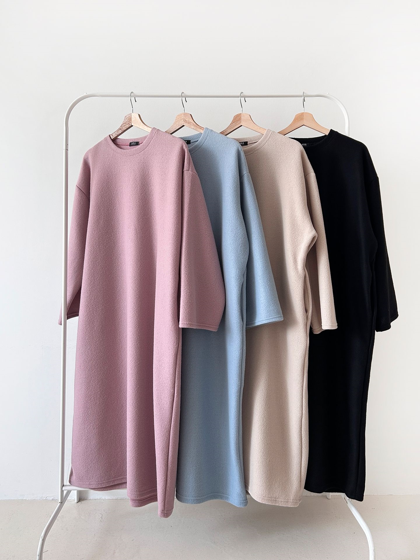 起毛リブラウンドネックボクシーカラーワンピース | 詳細画像3