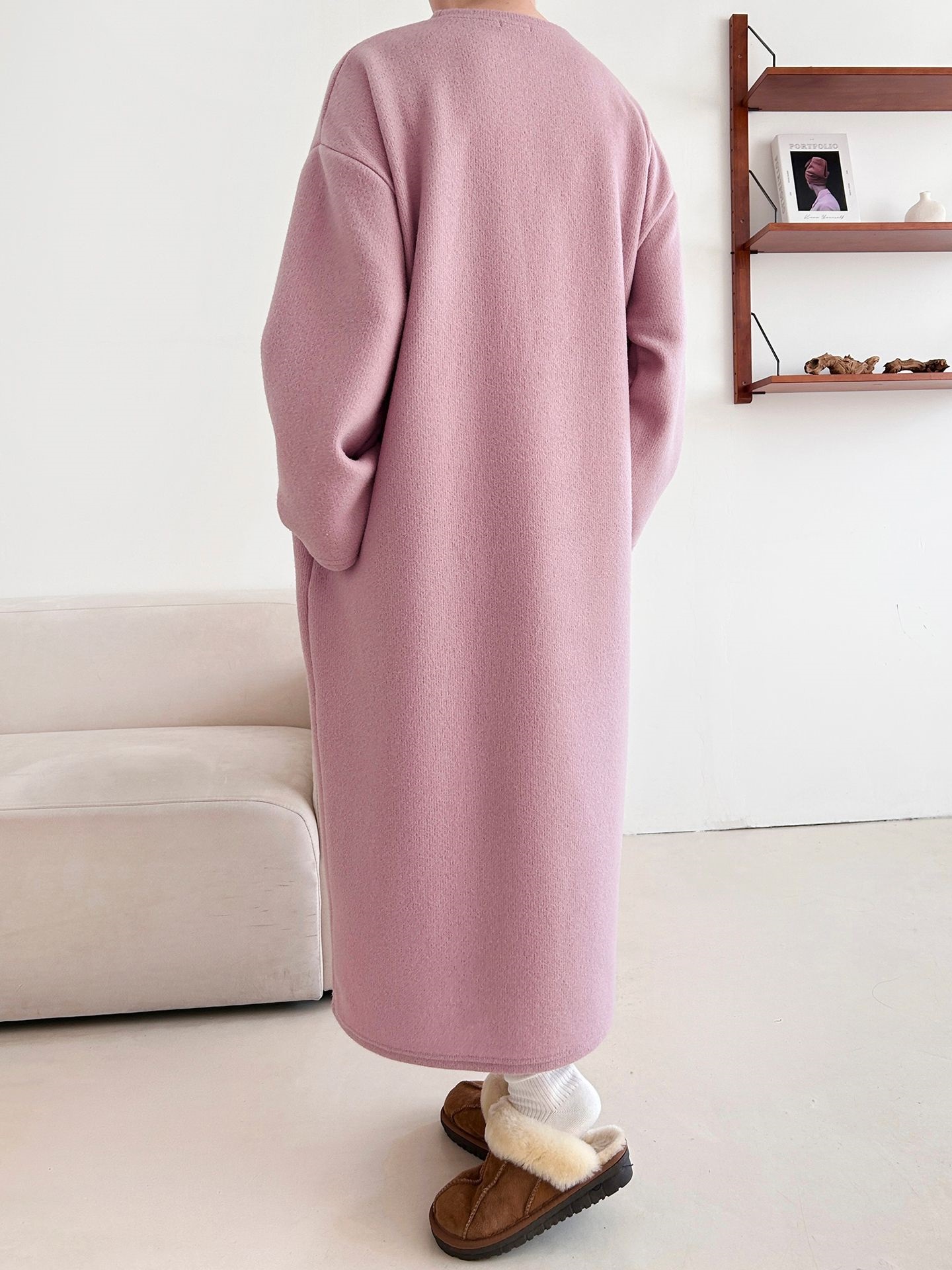 起毛リブラウンドネックボクシーカラーワンピース | 詳細画像11