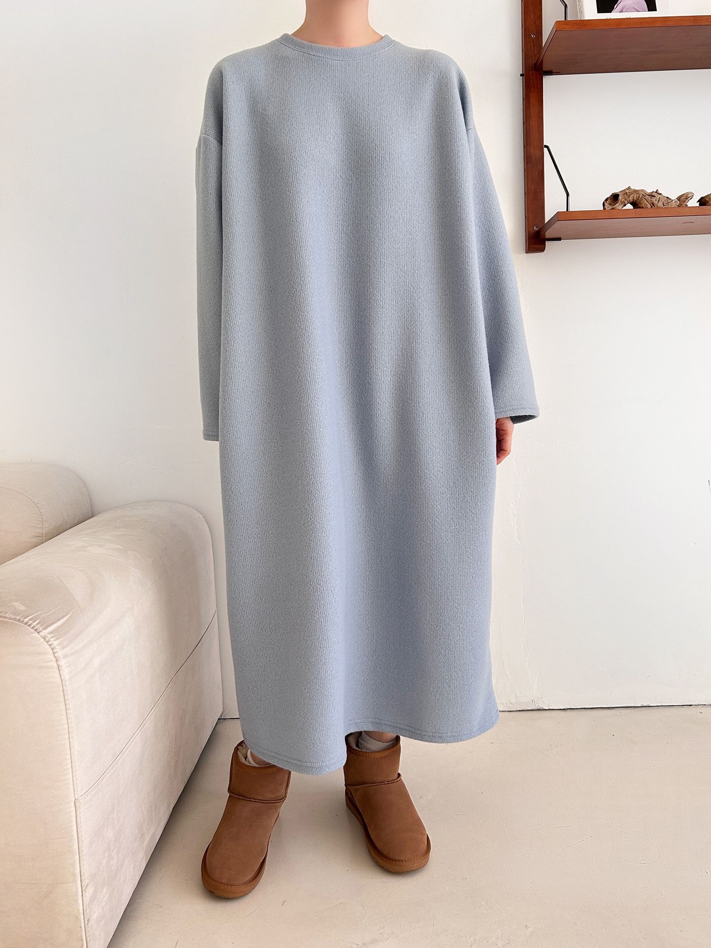 起毛リブラウンドネックボクシーカラーワンピース | 詳細画像18