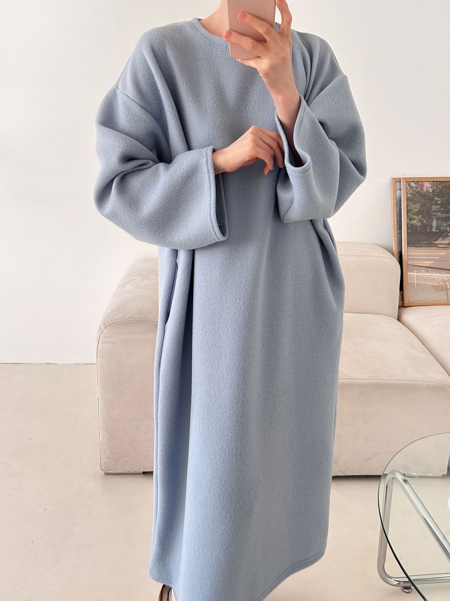 起毛リブラウンドネックボクシーカラーワンピース | 詳細画像19