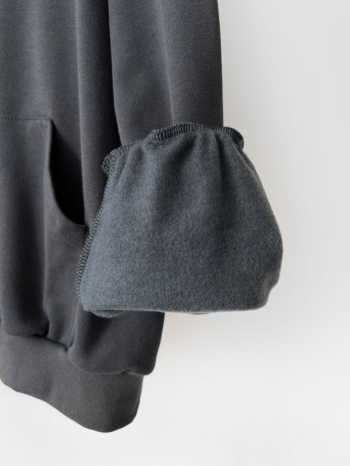 裏起毛ハーフジップウエストゴムロングルーズ長袖ワイドセットアップスカートスウェット | 詳細画像40