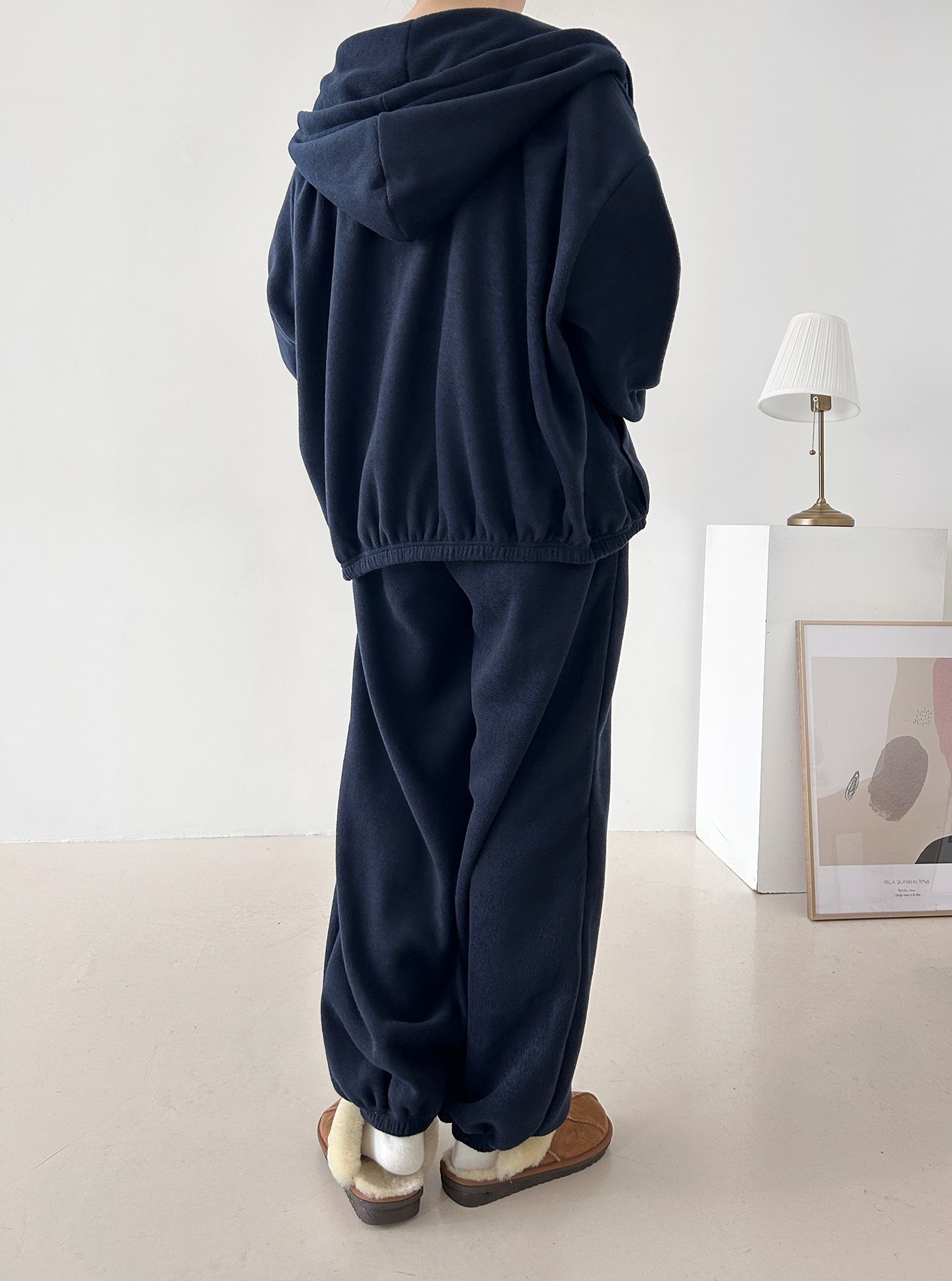 両起毛ジップアップフードウエストゴム長袖セットアップパンツジップパーカートレーニング | 詳細画像6