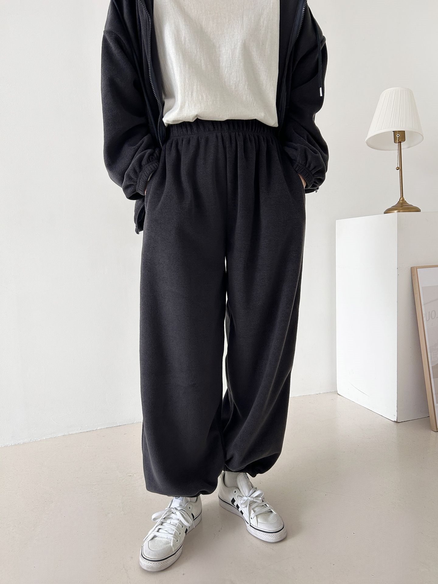 両起毛ジップアップフードウエストゴム長袖セットアップパンツジップパーカートレーニング | 詳細画像16