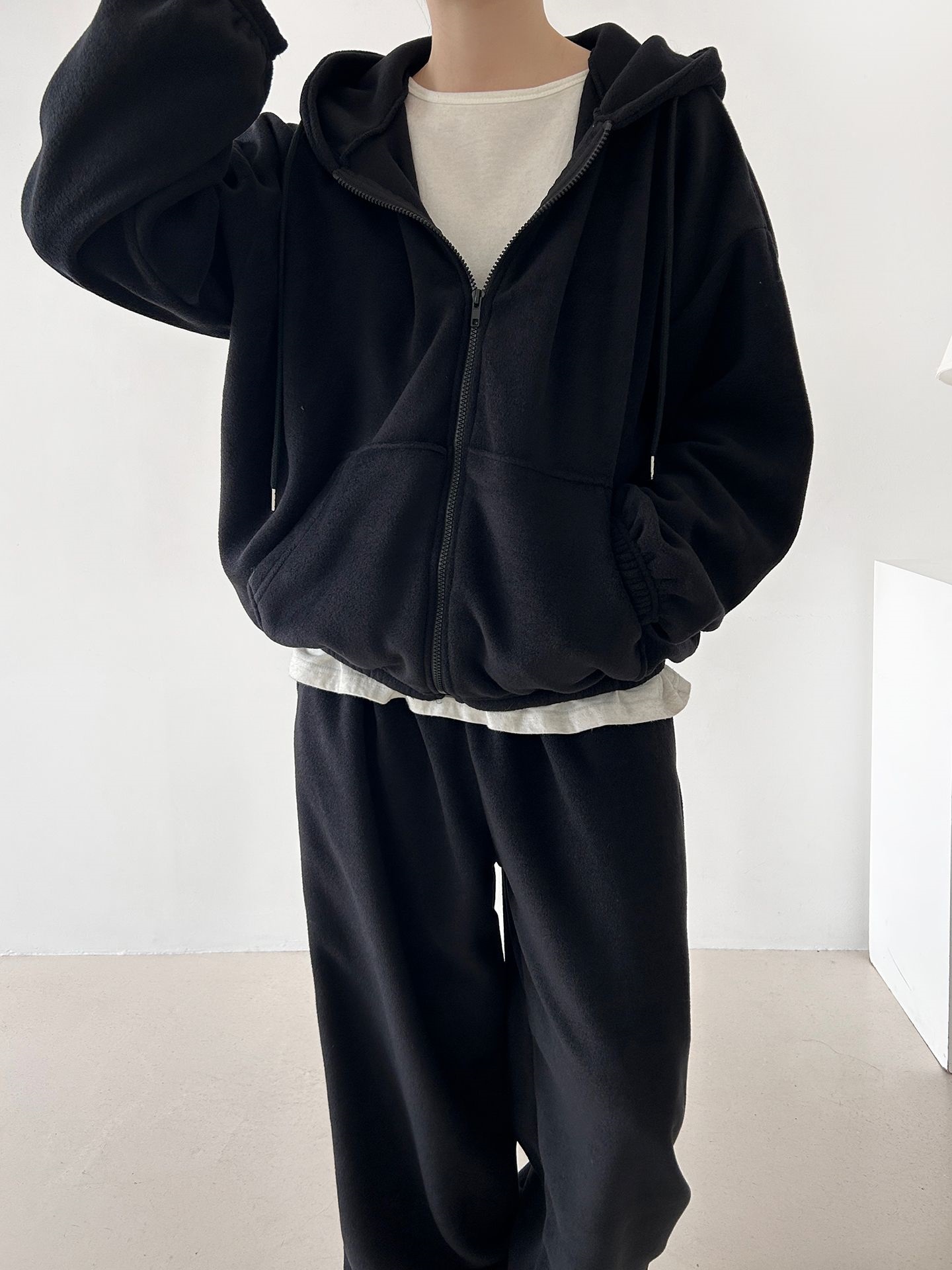 両起毛ジップアップフードウエストゴム長袖セットアップパンツジップパーカートレーニング | 詳細画像32
