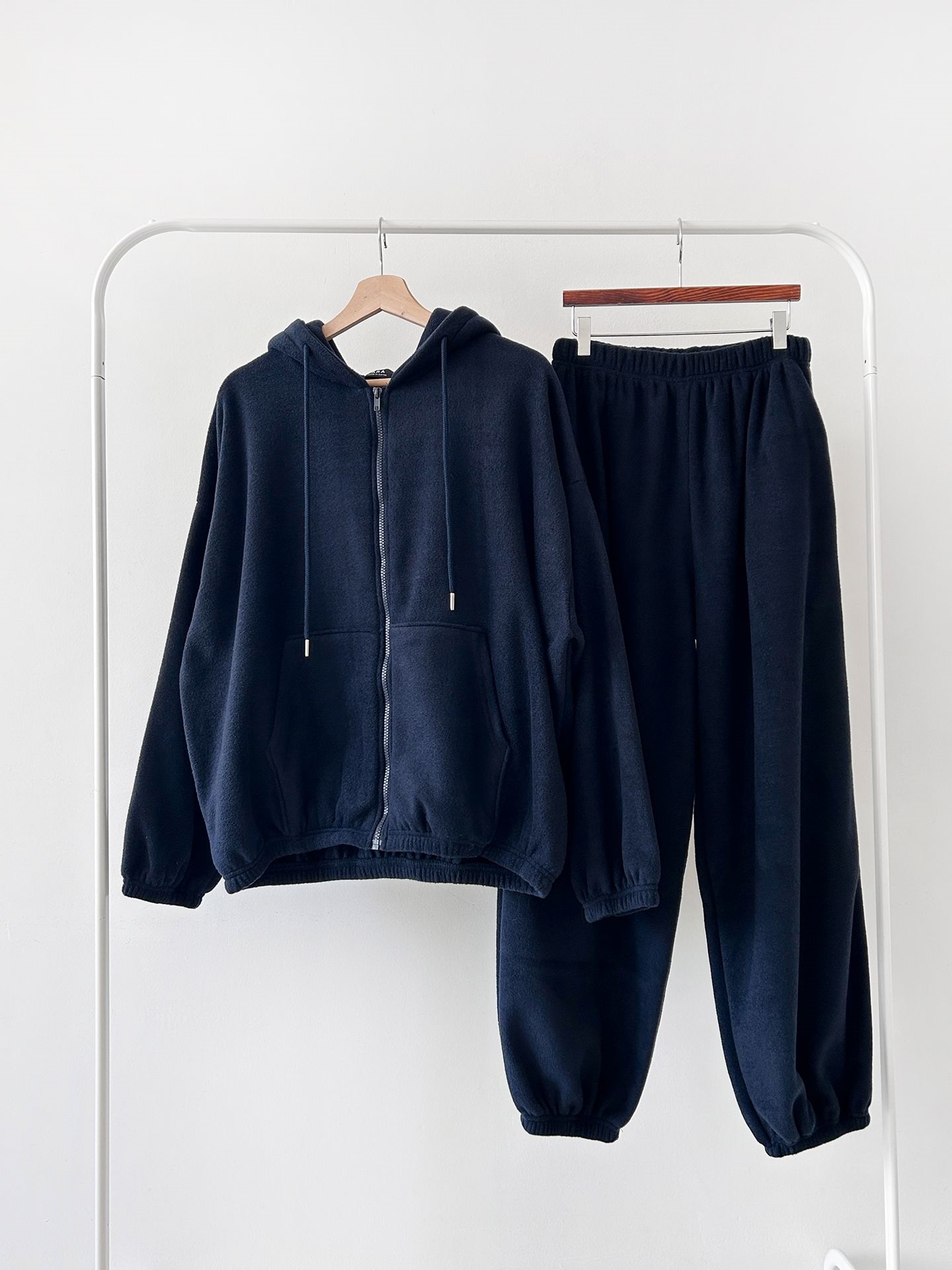 両起毛ジップアップフードウエストゴム長袖セットアップパンツジップパーカートレーニング | 詳細画像36