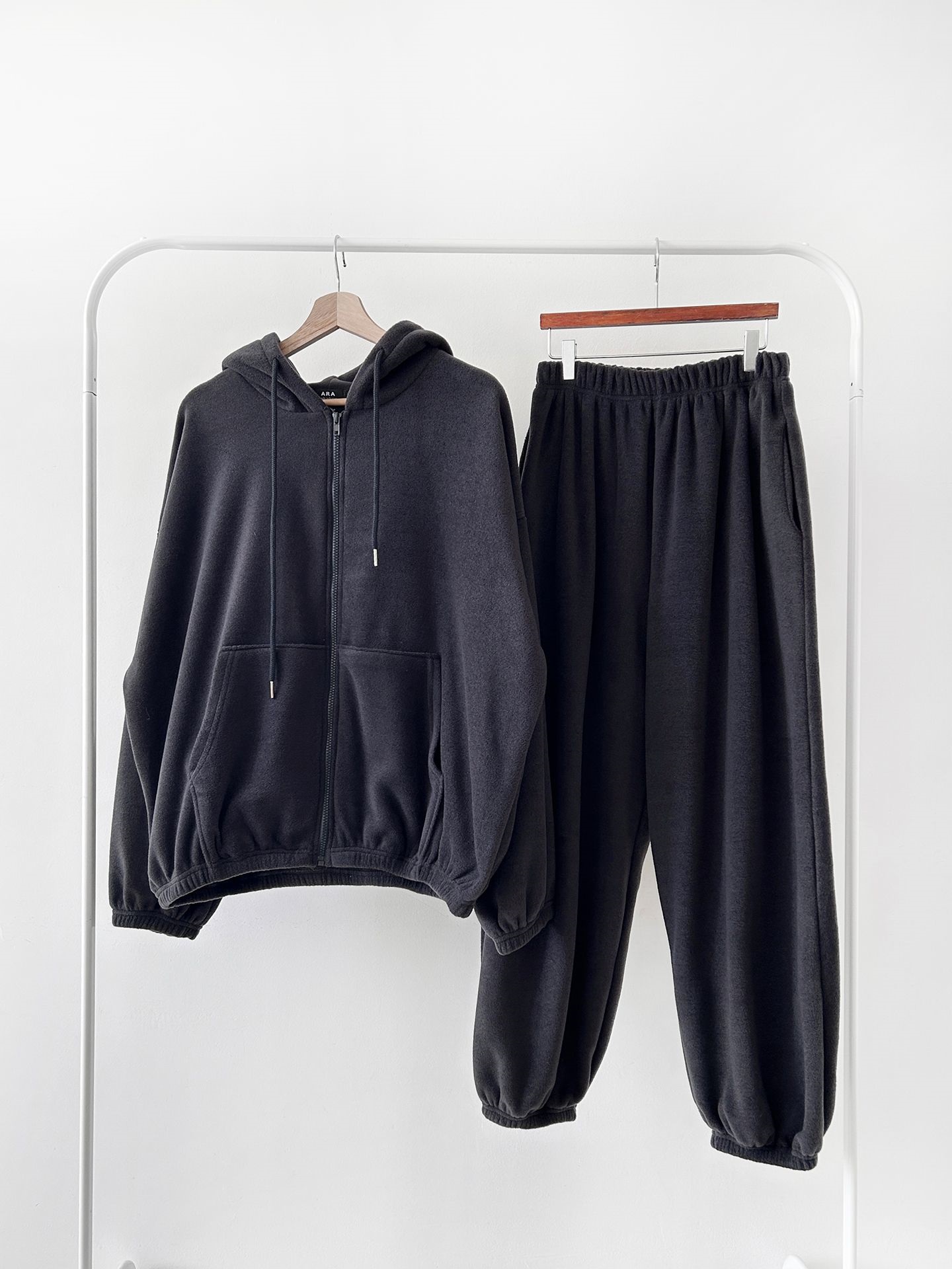 両起毛ジップアップフードウエストゴム長袖セットアップパンツジップパーカートレーニング | 詳細画像37