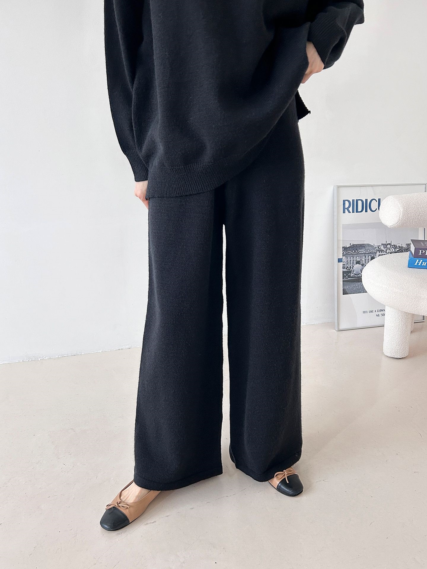 ラウンドネックウエストゴムロングルーズ長袖セットアップパンツニット | 詳細画像27