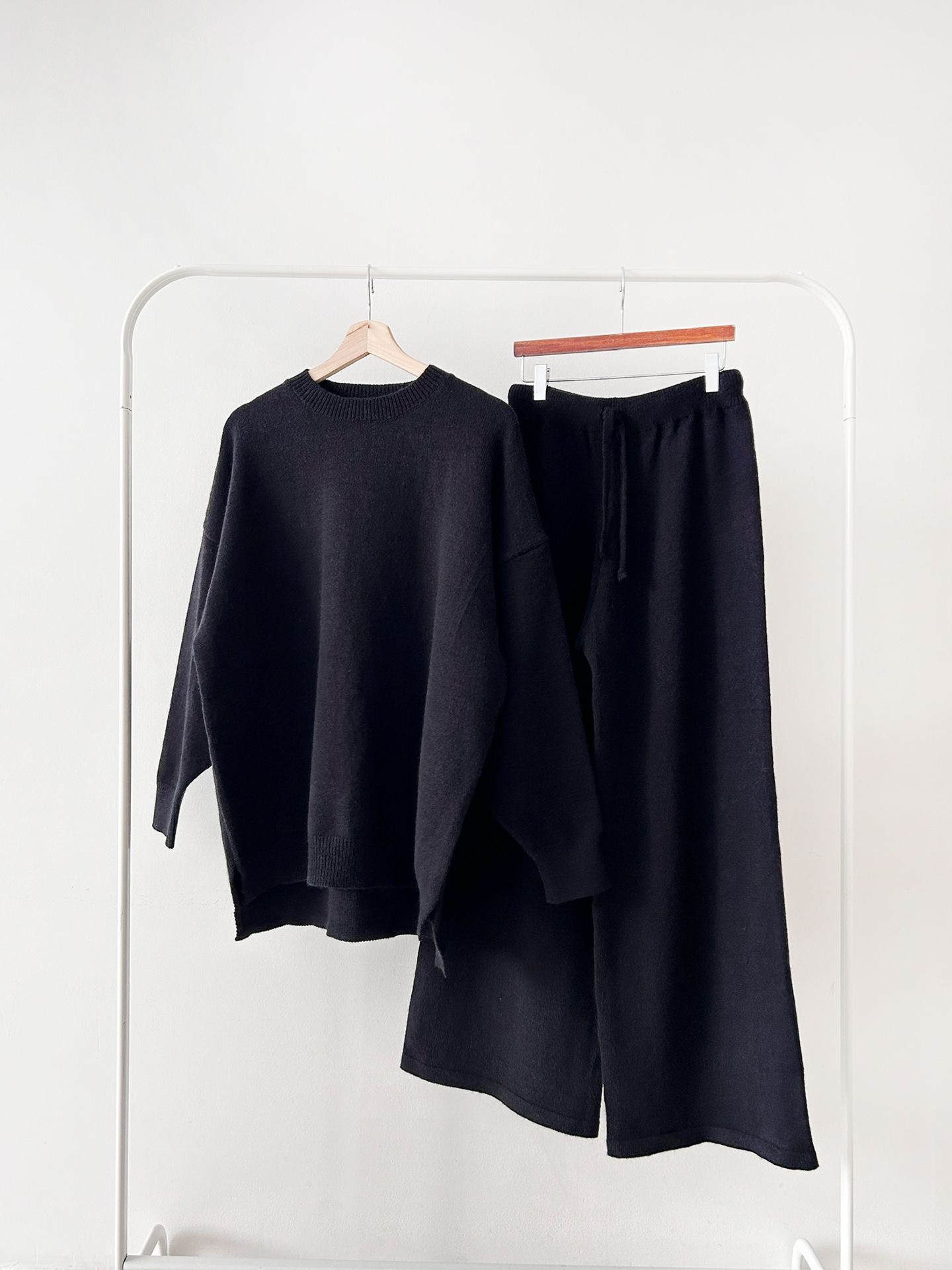 ラウンドネックウエストゴムロングルーズ長袖セットアップパンツニット | 詳細画像38