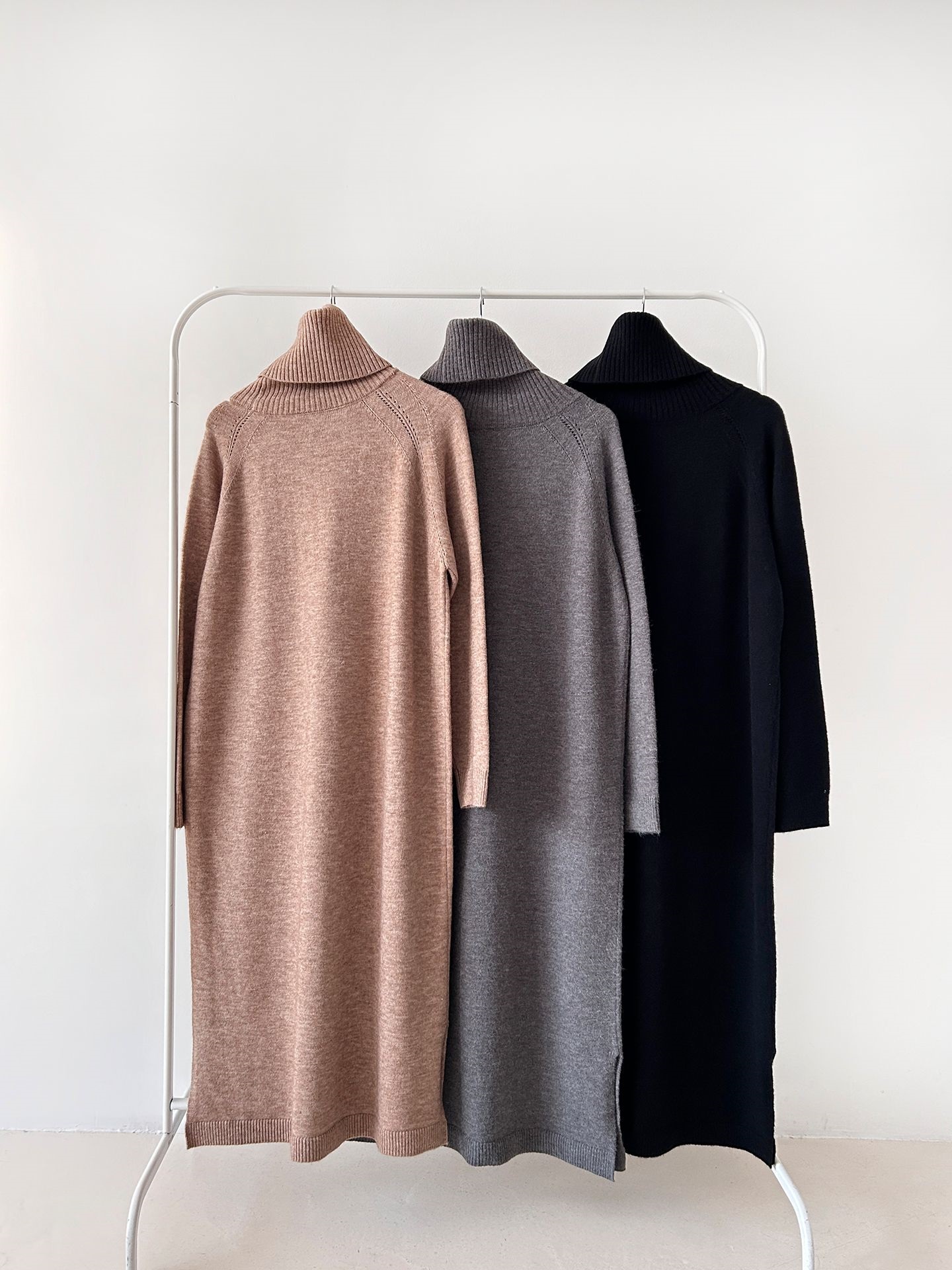 ニットタートルネックロングルーズ長袖ワンピース | 詳細画像36