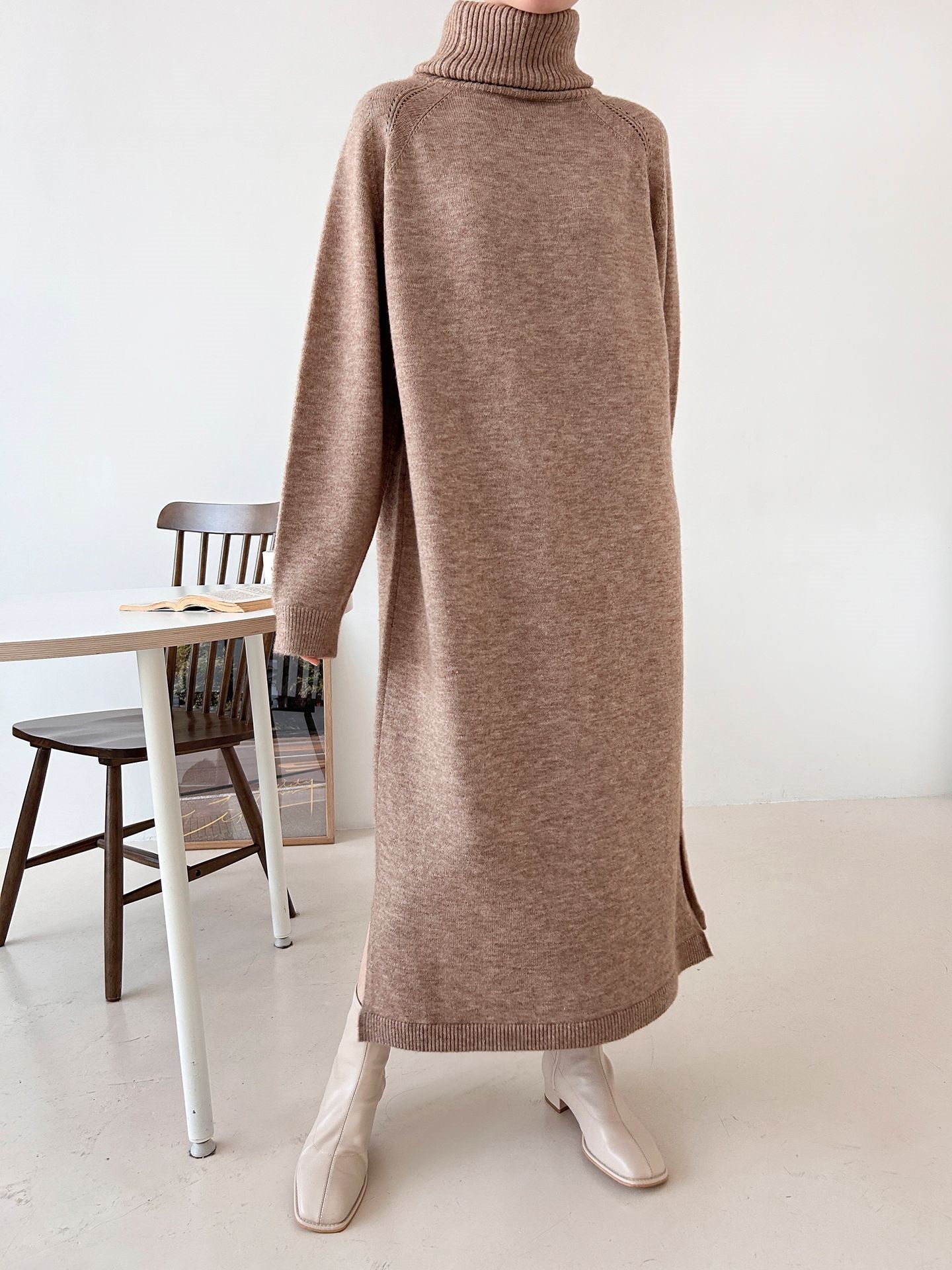 ニットタートルネックロングルーズ長袖ワンピース | 詳細画像18