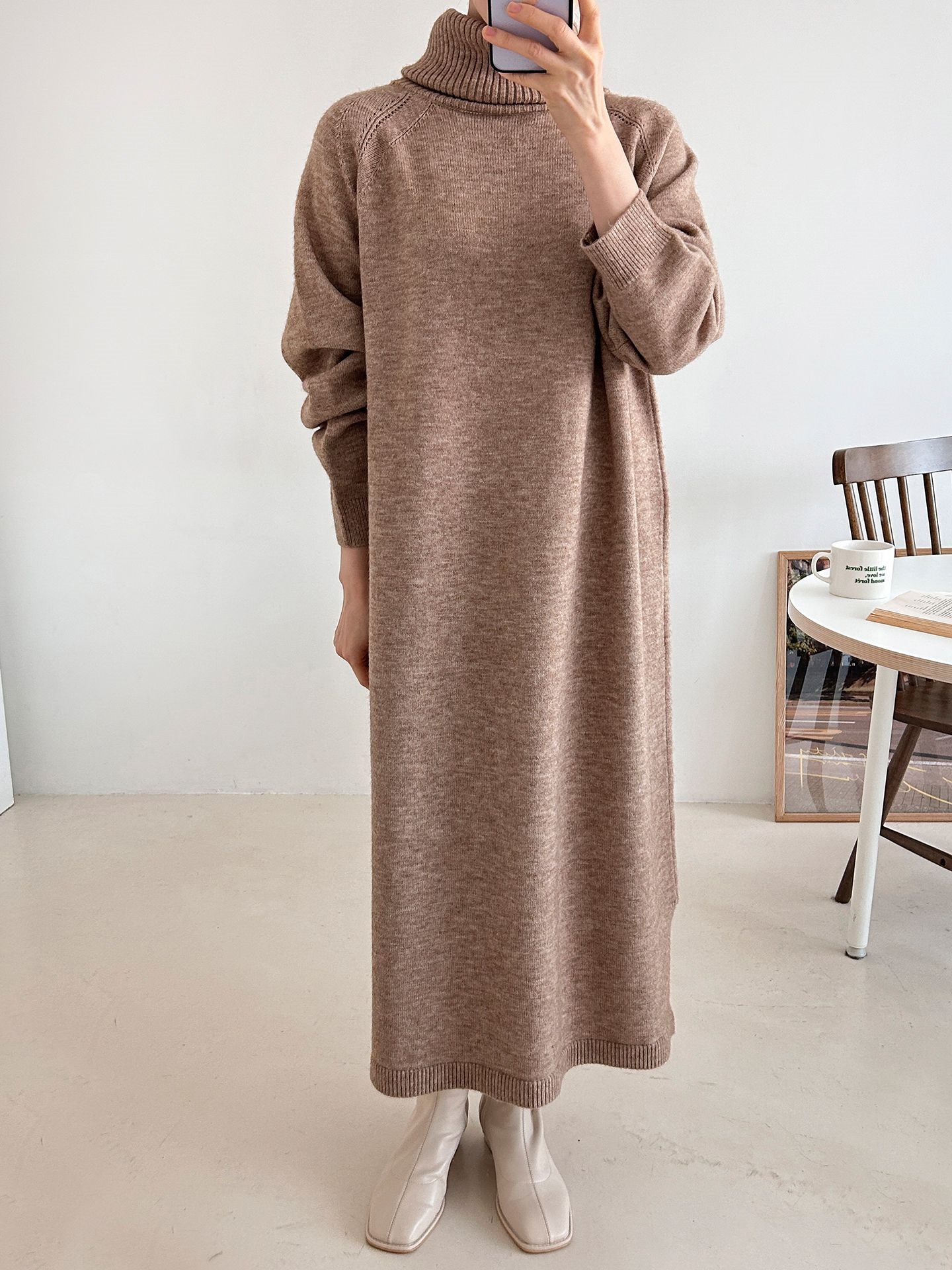 ニットタートルネックロングルーズ長袖ワンピース | 詳細画像21