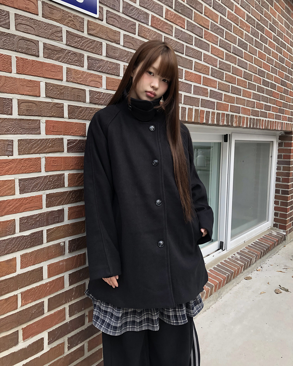 キルト風ボタンハイネックポケットベーシックコート | レディース