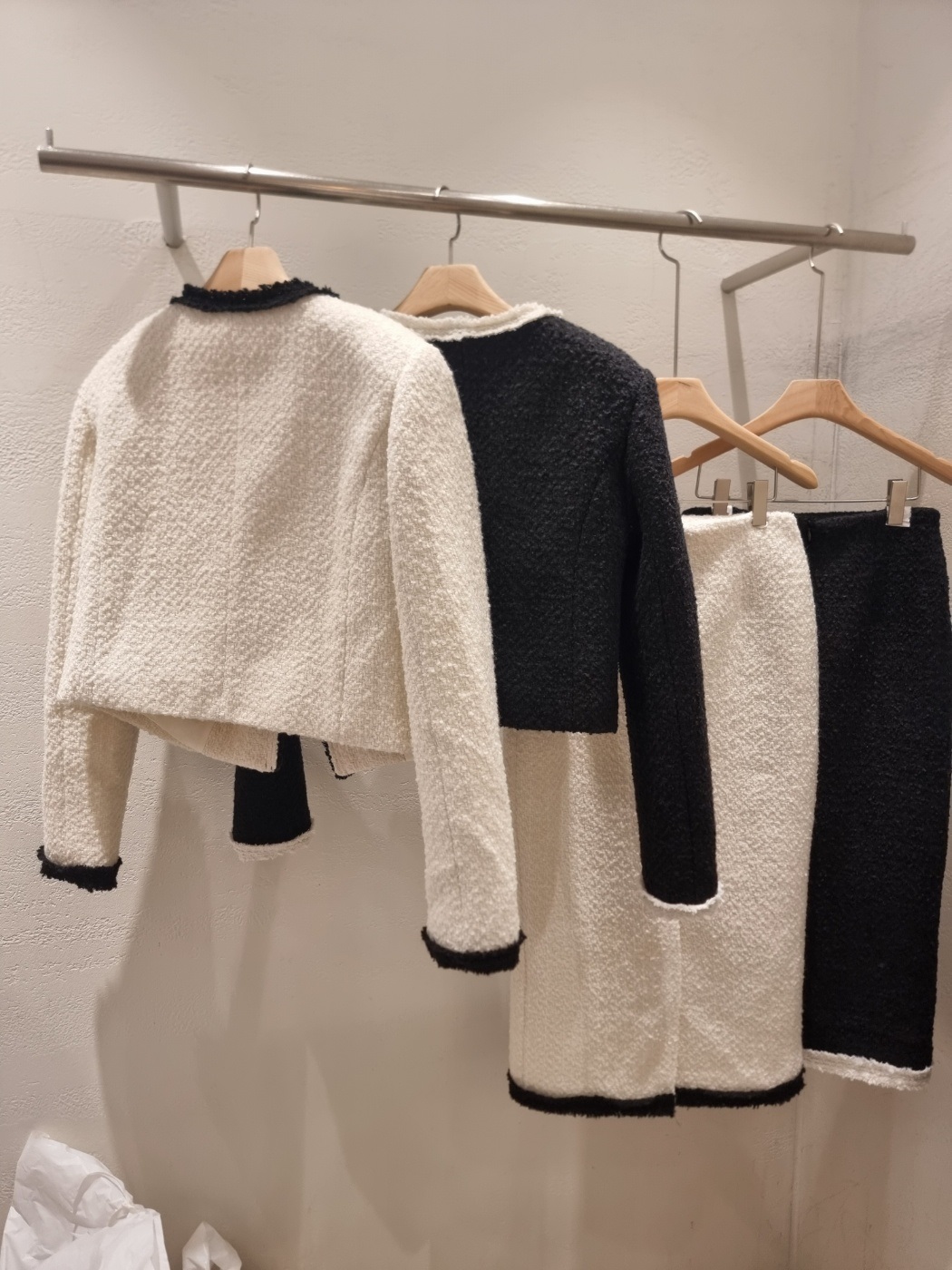 配色ジップアップラウンドネックスリットスリムロング長袖セットアップスカートジャケット | 詳細画像20