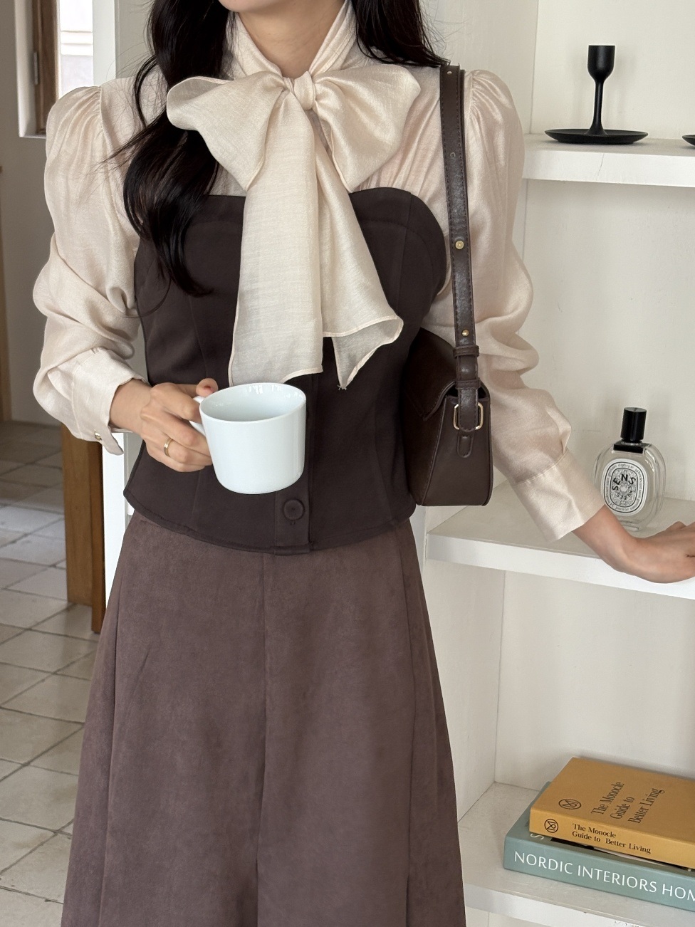 配色リボンスリム長袖ブラウス | 詳細画像18