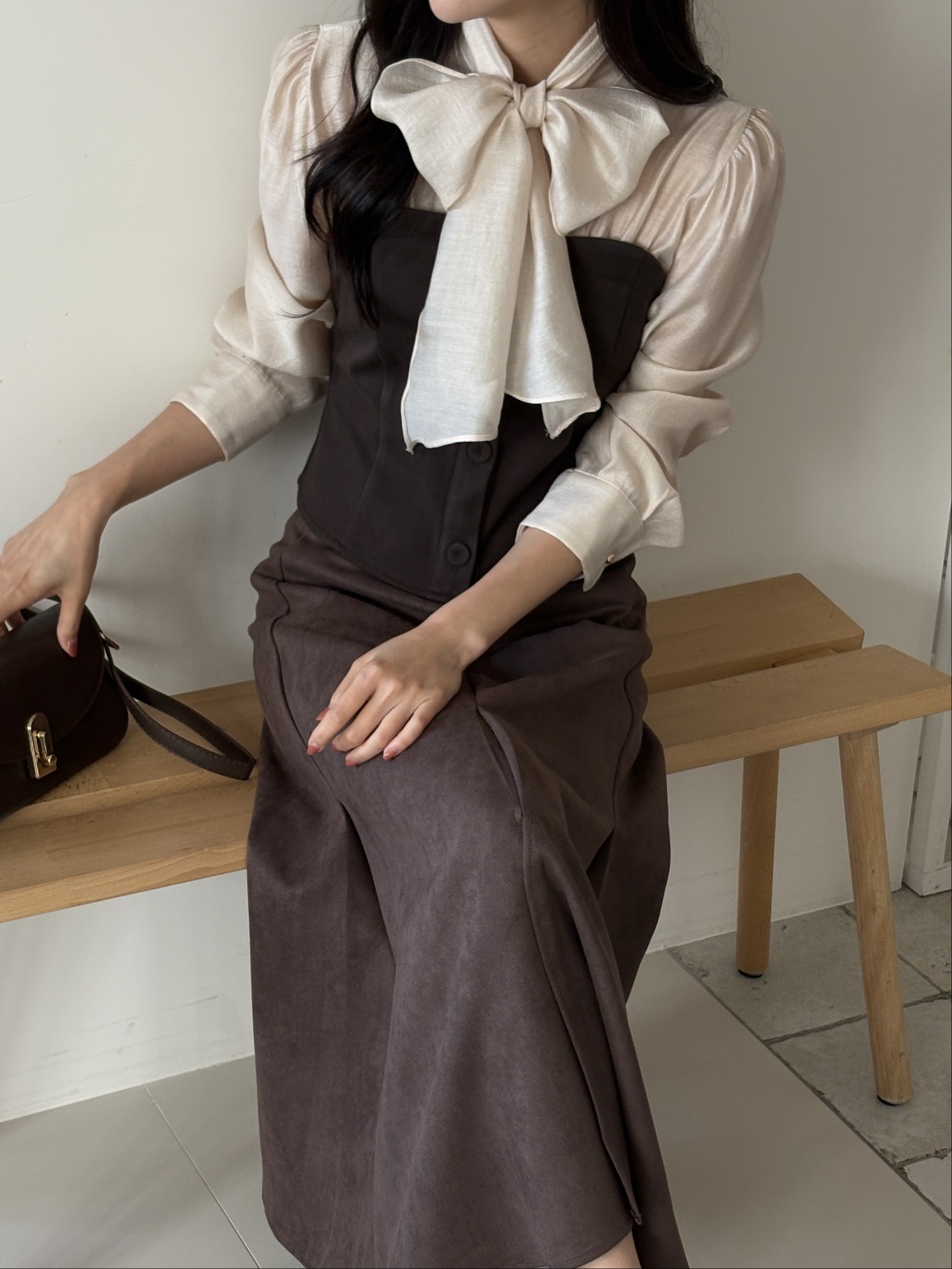 配色リボンスリム長袖ブラウス | 詳細画像20