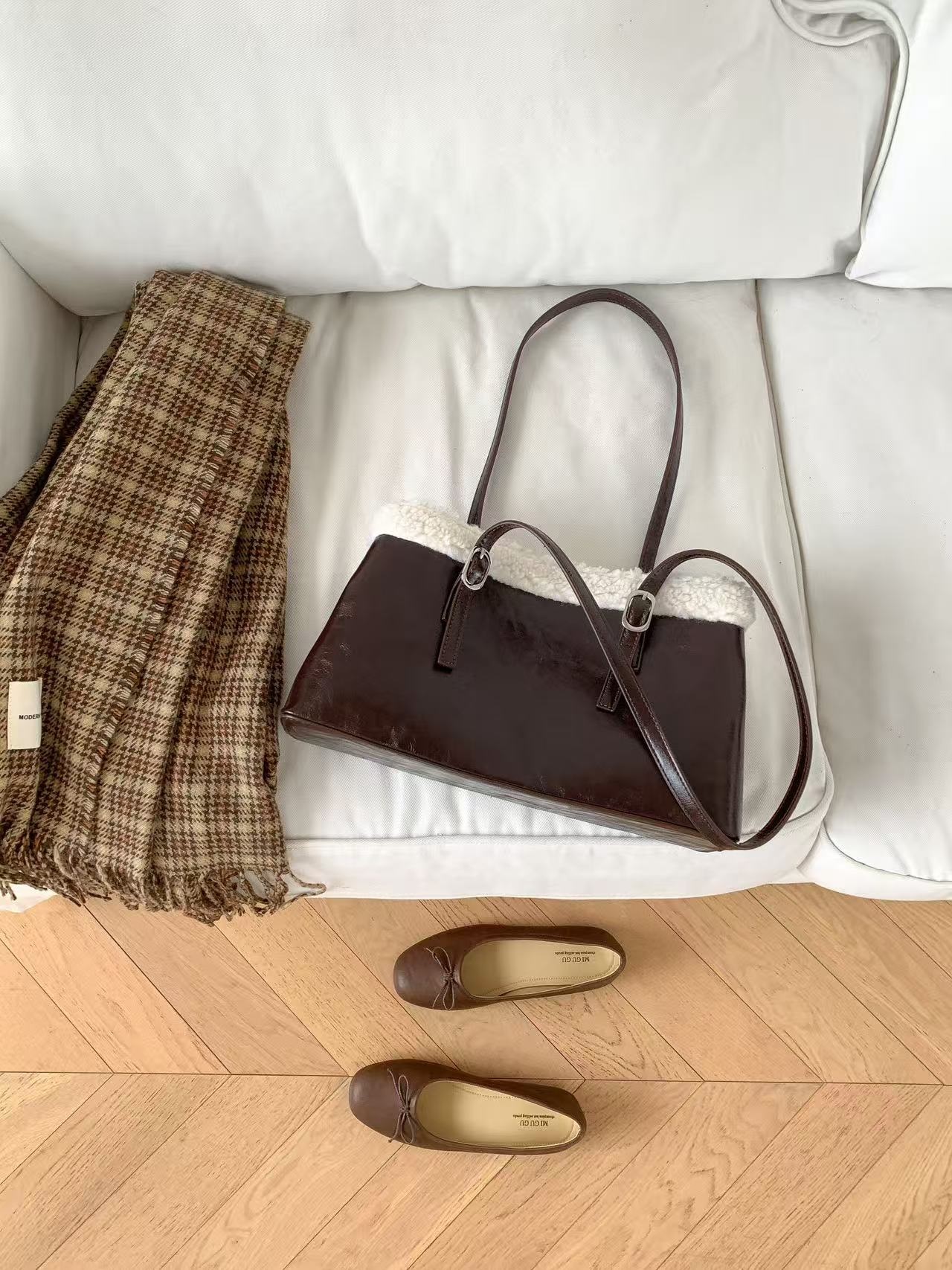 スエード調エコファートートバッグショルダーバッグ | 詳細画像3