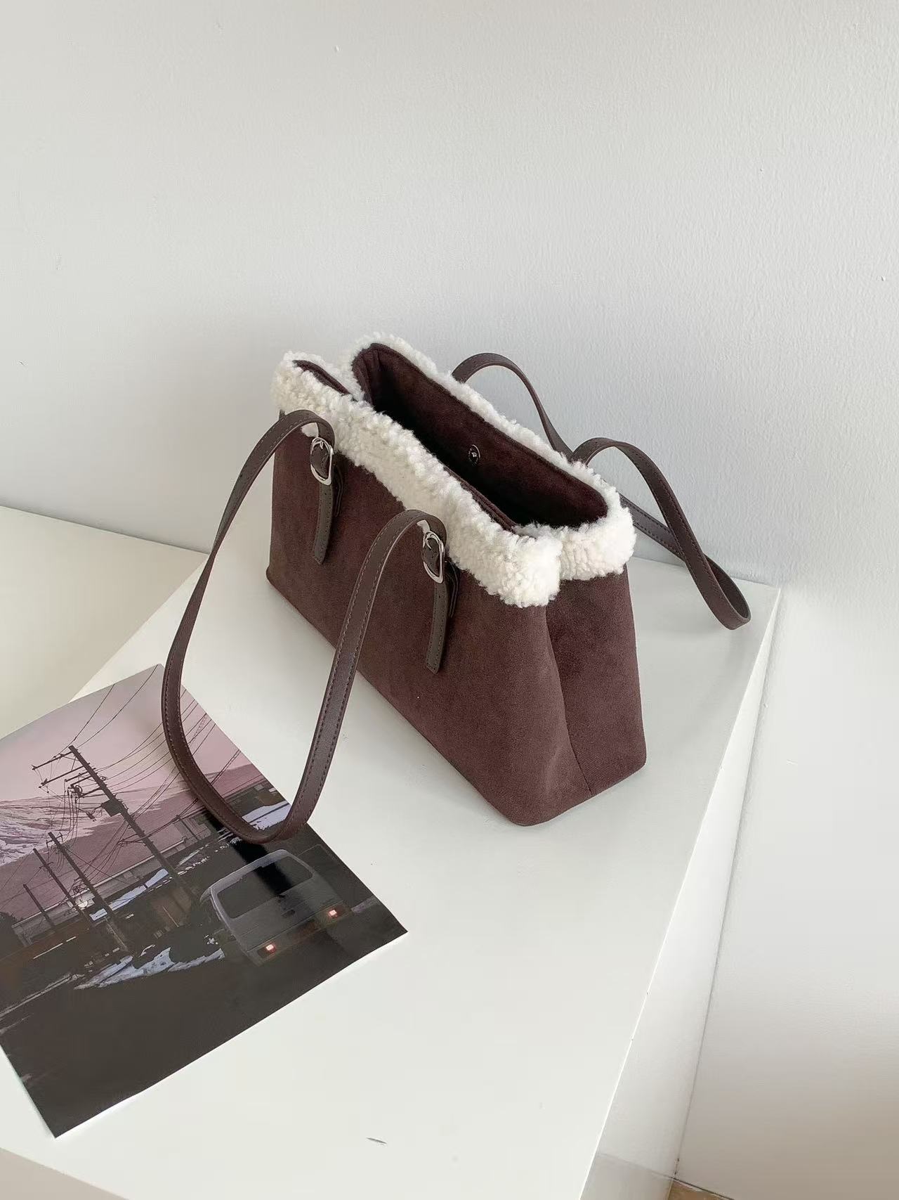 スエード調エコファートートバッグショルダーバッグ | 詳細画像10