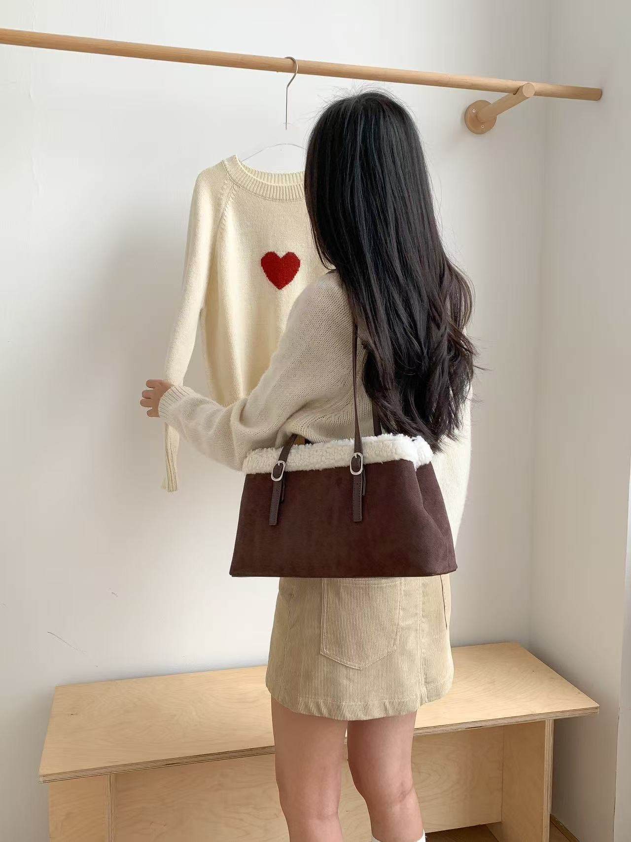 スエード調エコファートートバッグショルダーバッグ | 詳細画像15