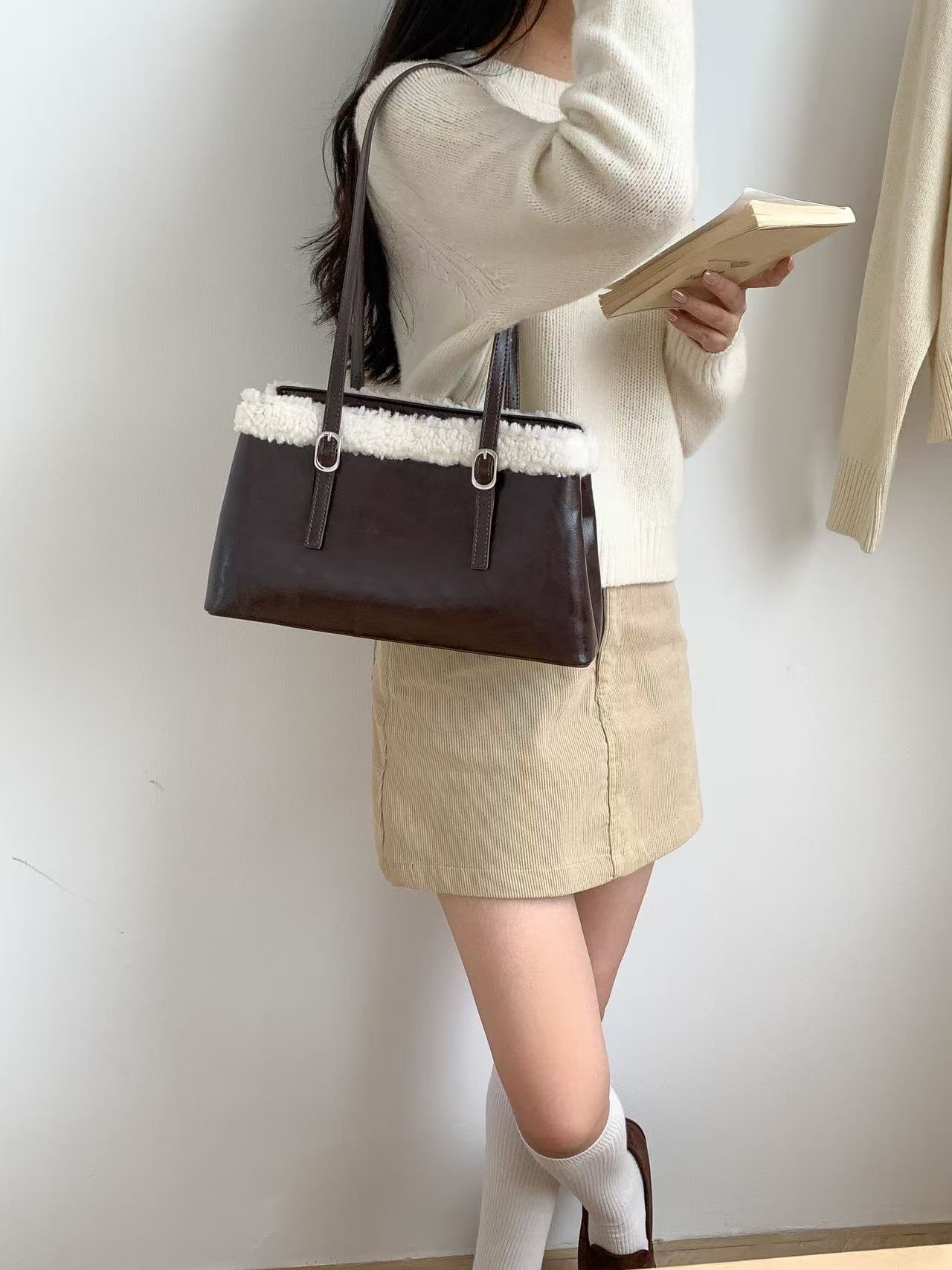 スエード調エコファートートバッグショルダーバッグ | 詳細画像19