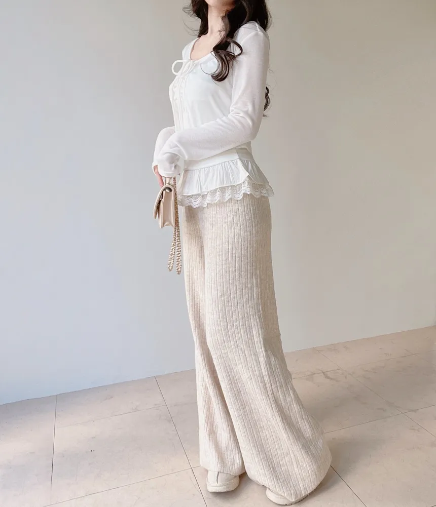 リボンフリルレイヤード風レースカーディガンキャミソール | mirangmirang | 詳細画像6