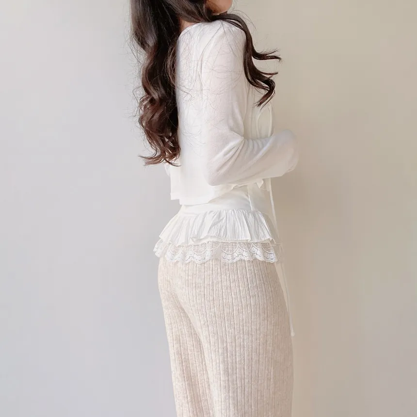 リボンフリルレイヤード風レースカーディガンキャミソール | mirangmirang | 詳細画像13