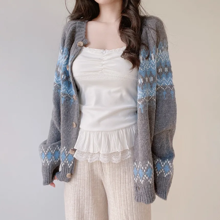 リボンフリルレイヤード風レースカーディガンキャミソール | mirangmirang | 詳細画像16