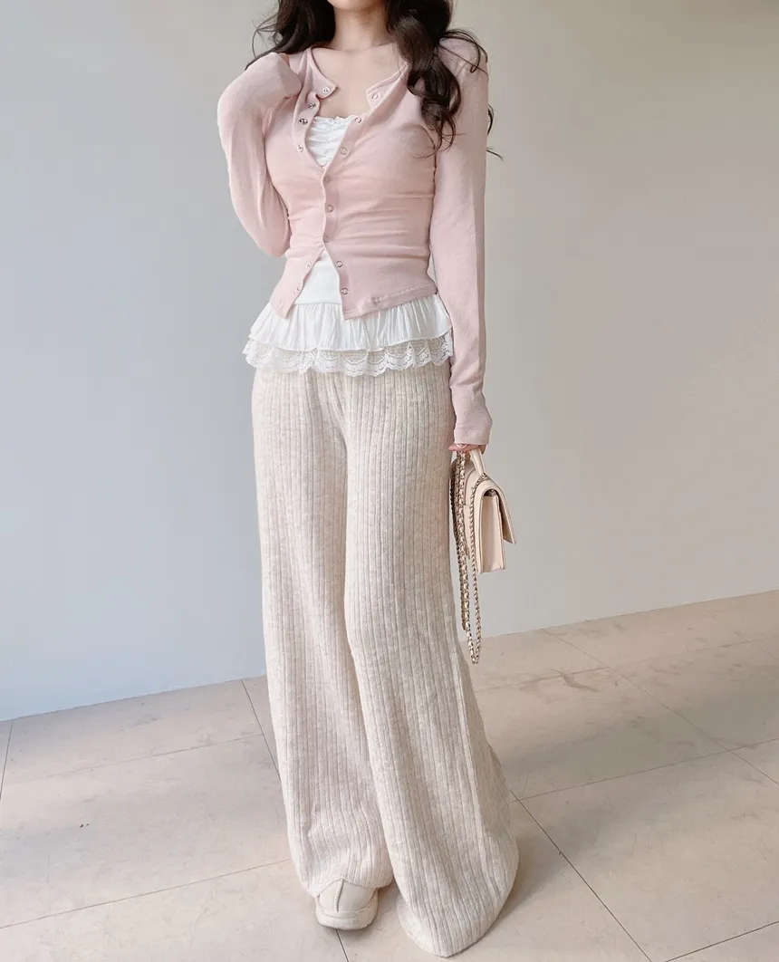 リボンフリルレイヤード風レースカーディガンキャミソール | mirangmirang | 詳細画像22