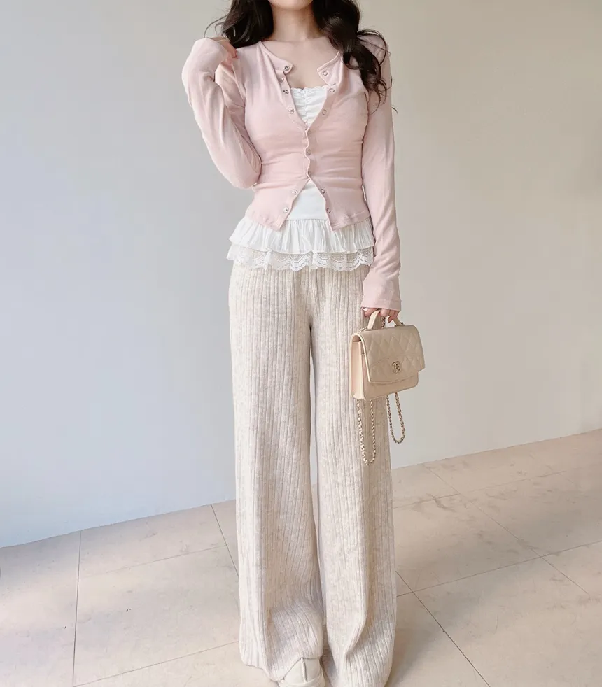 リボンフリルレイヤード風レースカーディガンキャミソール | mirangmirang | 詳細画像24