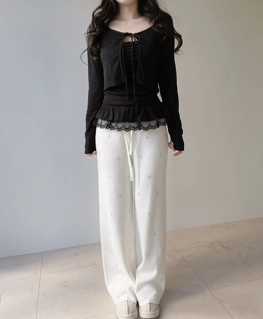 リボンフリルレイヤード風レースカーディガンキャミソール | mirangmirang | 詳細画像27