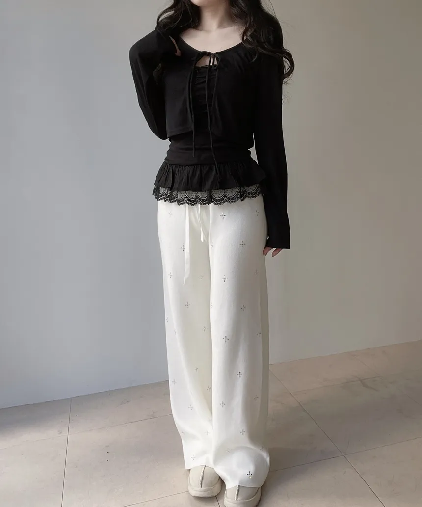 リボンフリルレイヤード風レースカーディガンキャミソール | mirangmirang | 詳細画像29