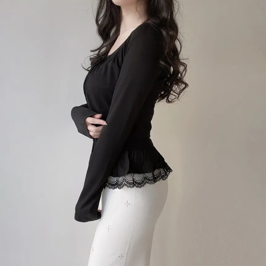 リボンフリルレイヤード風レースカーディガンキャミソール | mirangmirang | 詳細画像31