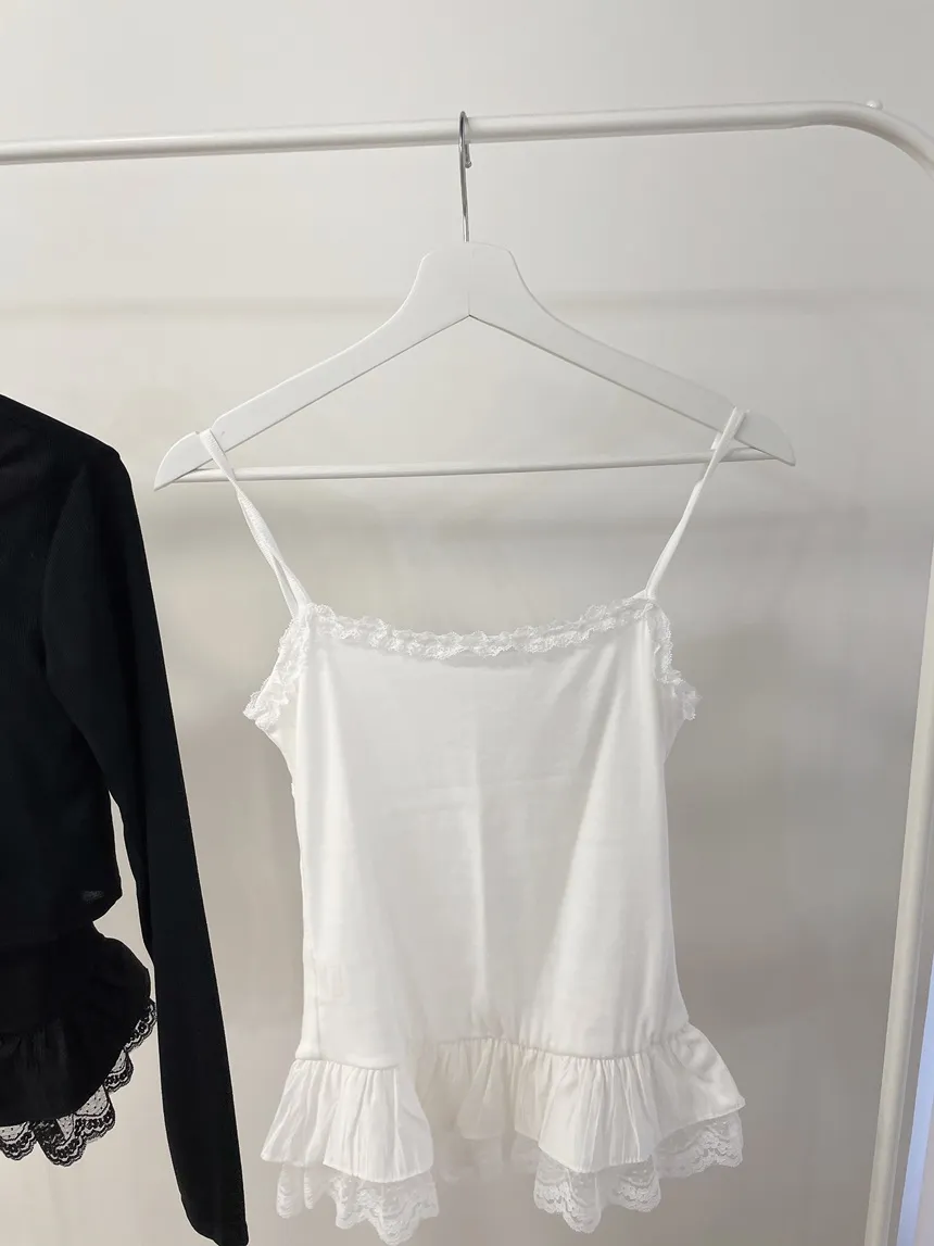 リボンフリルレイヤード風レースカーディガンキャミソール | mirangmirang | 詳細画像36