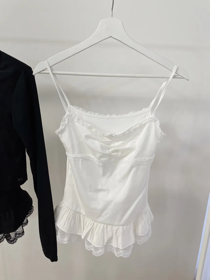 リボンフリルレイヤード風レースカーディガンキャミソール | mirangmirang | 詳細画像37