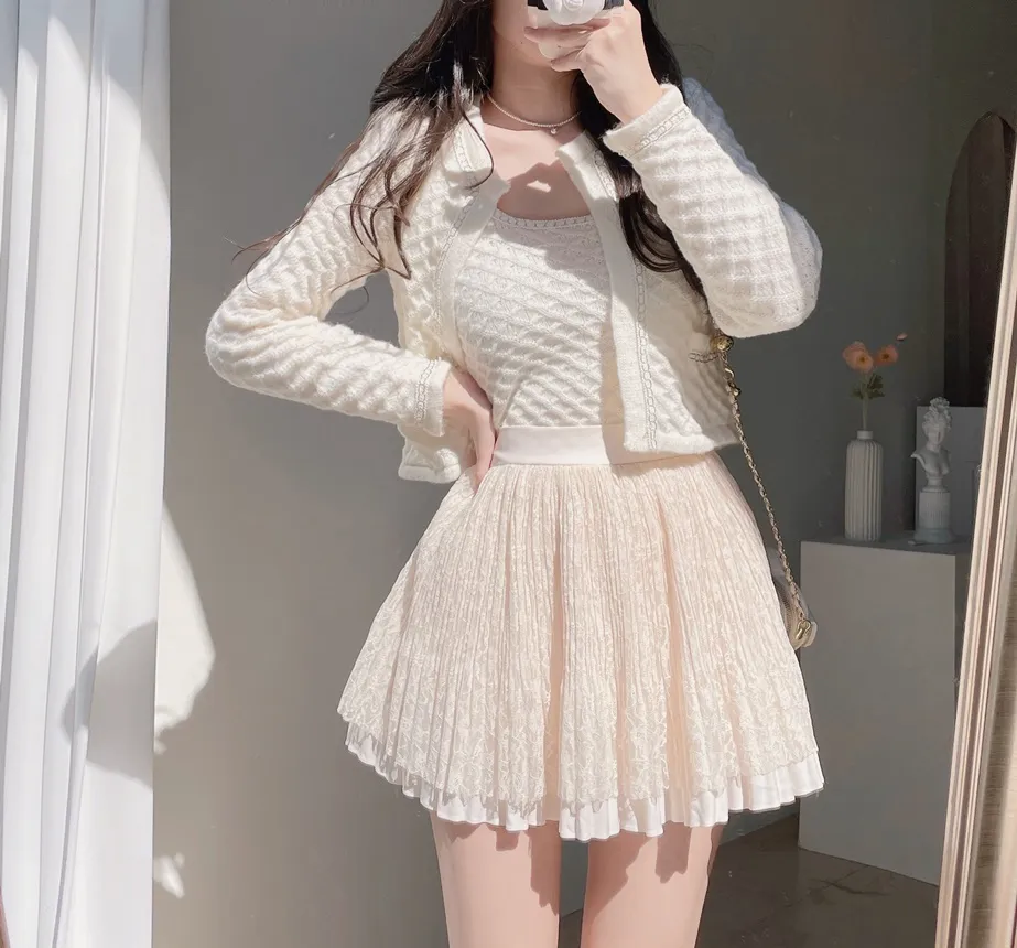 ラウンドネックポケットカラーラインカーディガンノースリーブ | mirangmirang | 詳細画像7