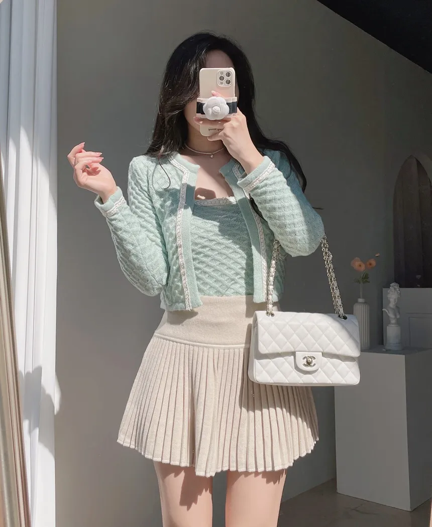 ラウンドネックポケットカラーラインカーディガンノースリーブ | mirangmirang | 詳細画像11