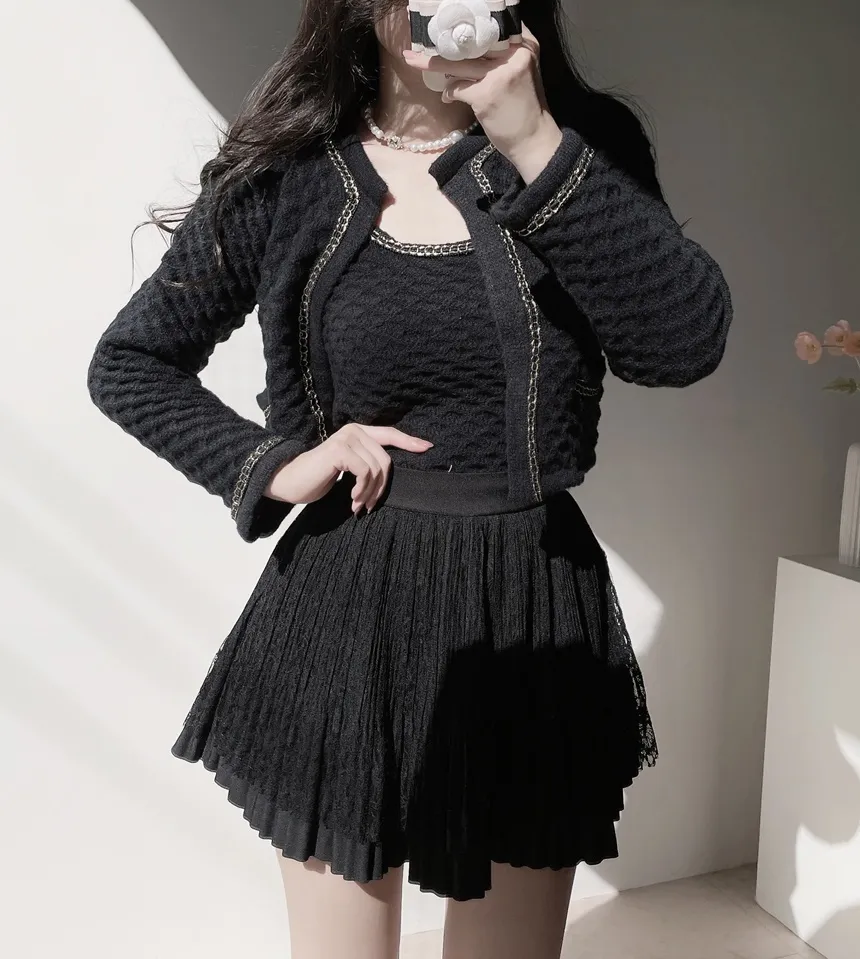 ラウンドネックポケットカラーラインカーディガンノースリーブ | mirangmirang | 詳細画像12