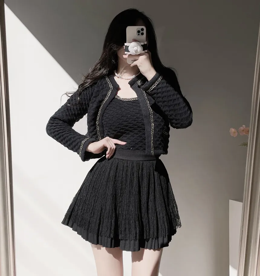 ラウンドネックポケットカラーラインカーディガンノースリーブ | mirangmirang | 詳細画像13