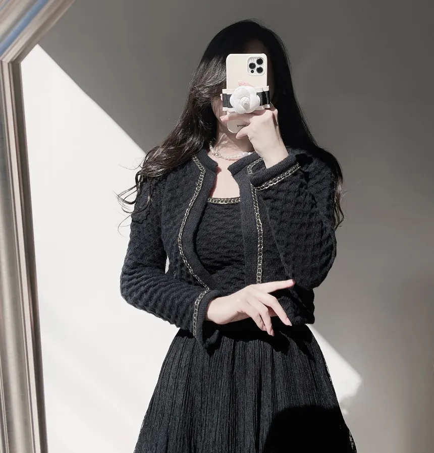 ラウンドネックポケットカラーラインカーディガンノースリーブ | mirangmirang | 詳細画像15