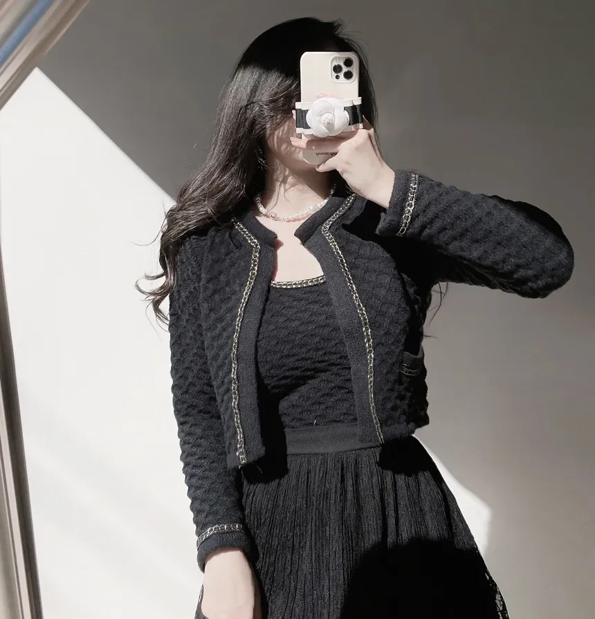 ラウンドネックポケットカラーラインカーディガンノースリーブ | mirangmirang | 詳細画像16