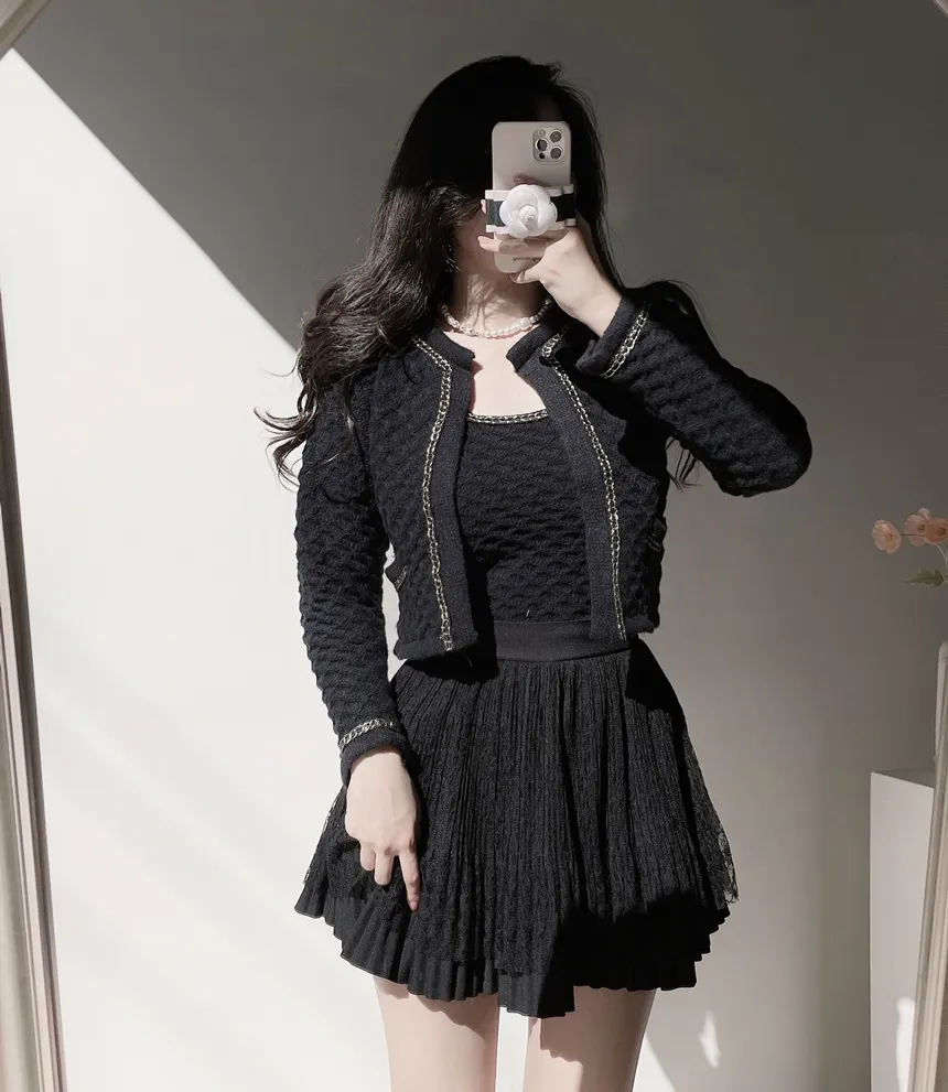 ラウンドネックポケットカラーラインカーディガンノースリーブ | mirangmirang | 詳細画像18