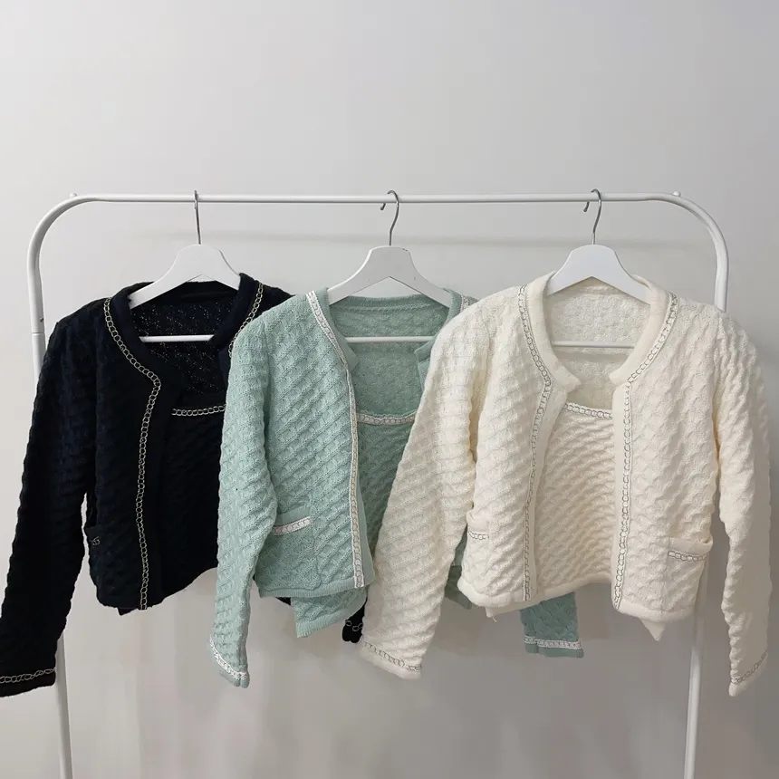 ラウンドネックポケットカラーラインカーディガンノースリーブ | mirangmirang | 詳細画像20