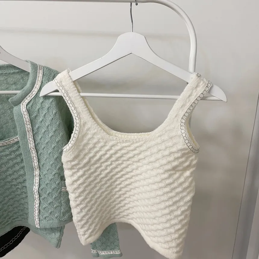 ラウンドネックポケットカラーラインカーディガンノースリーブ | mirangmirang | 詳細画像24