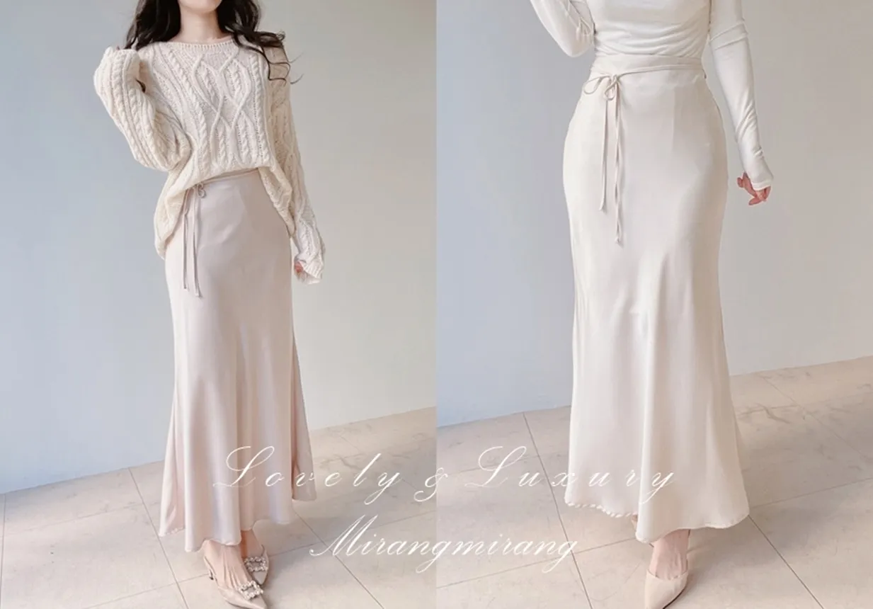 バックゴムロングフレアマーメイドカラースカート | mirangmirang | 詳細画像1