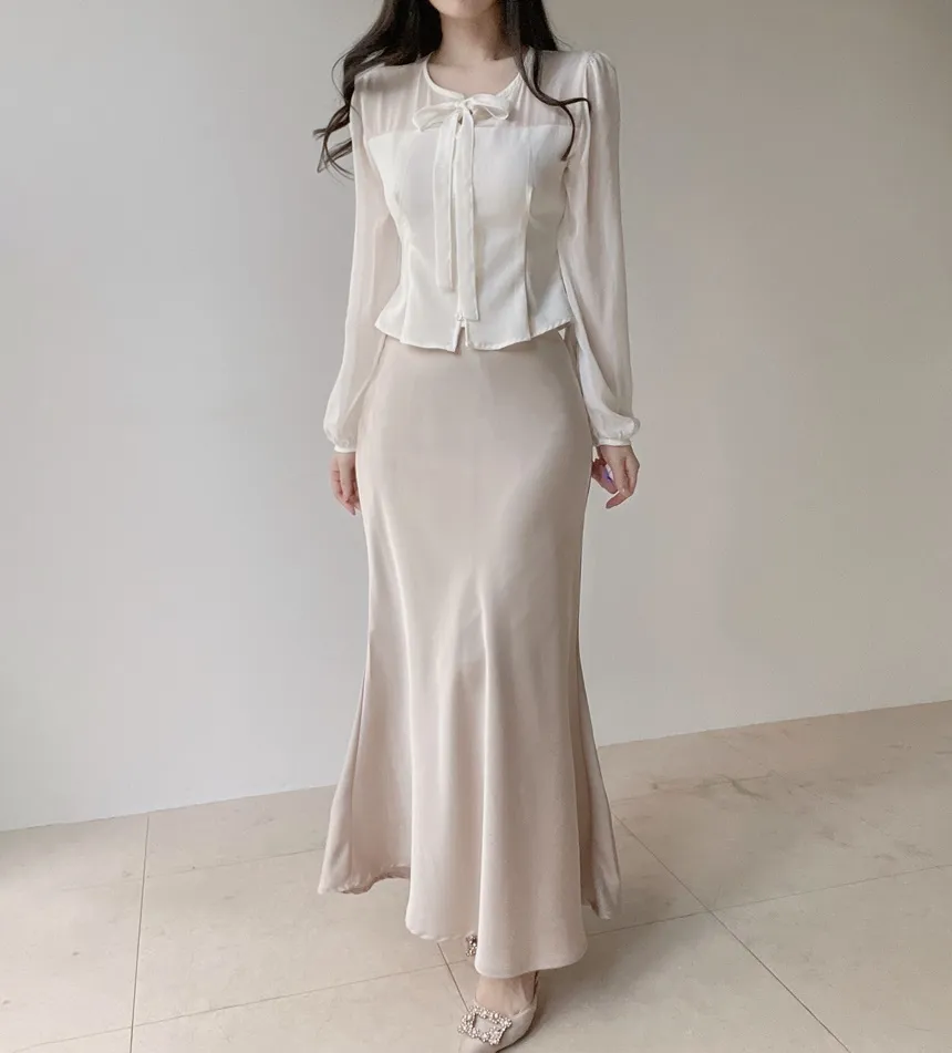 バックゴムロングフレアマーメイドカラースカート | mirangmirang | 詳細画像5