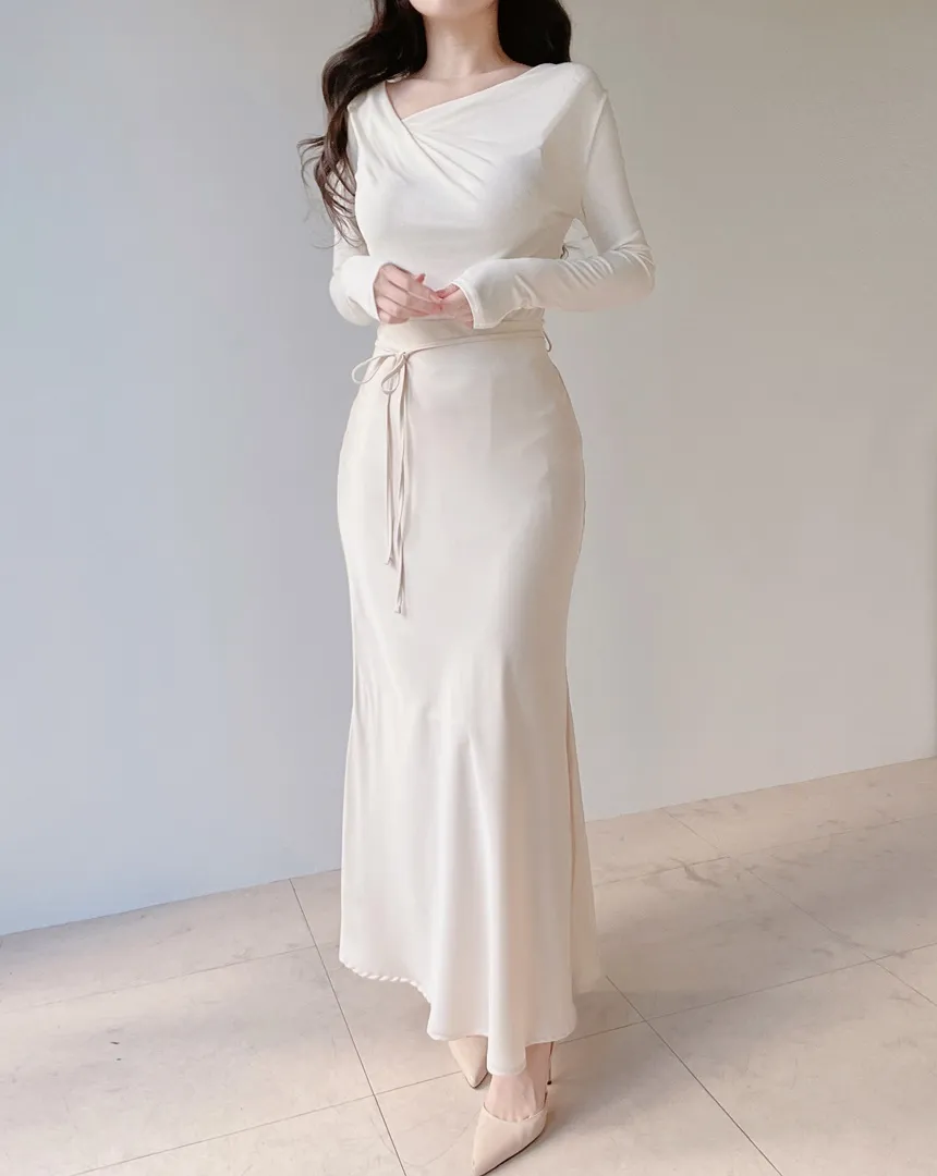 バックゴムロングフレアマーメイドカラースカート | mirangmirang | 詳細画像31