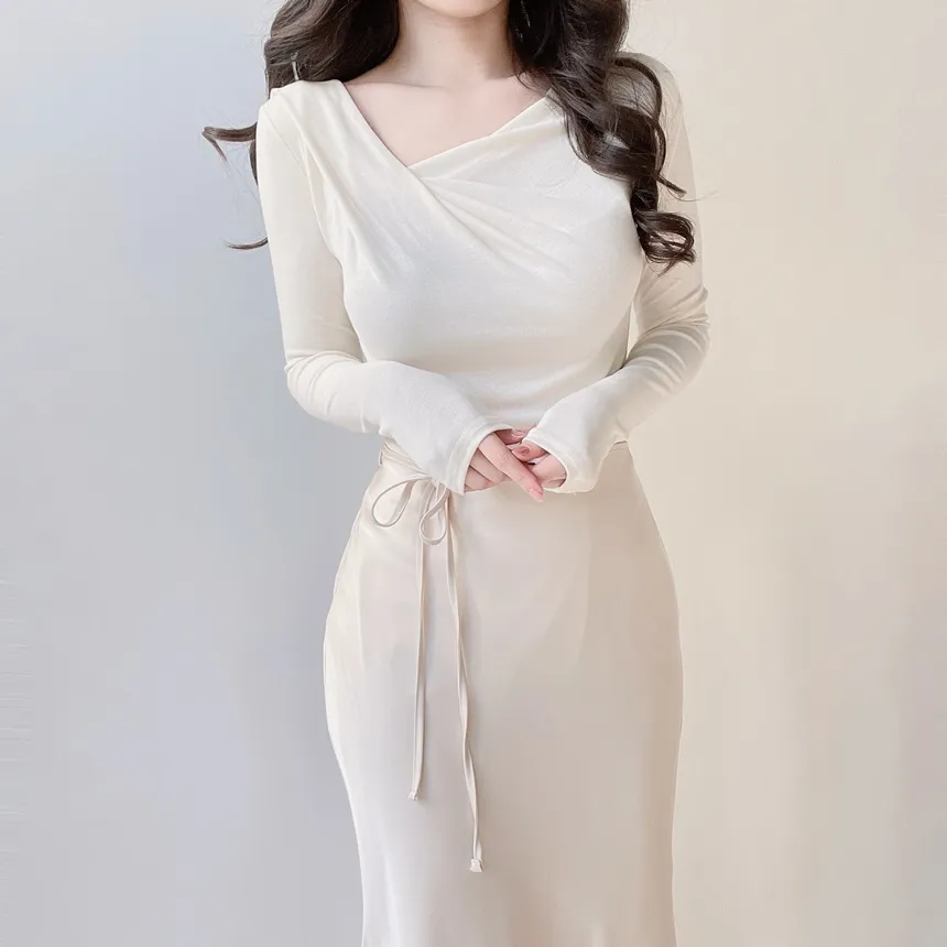 バックゴムロングフレアマーメイドカラースカート | mirangmirang | 詳細画像33