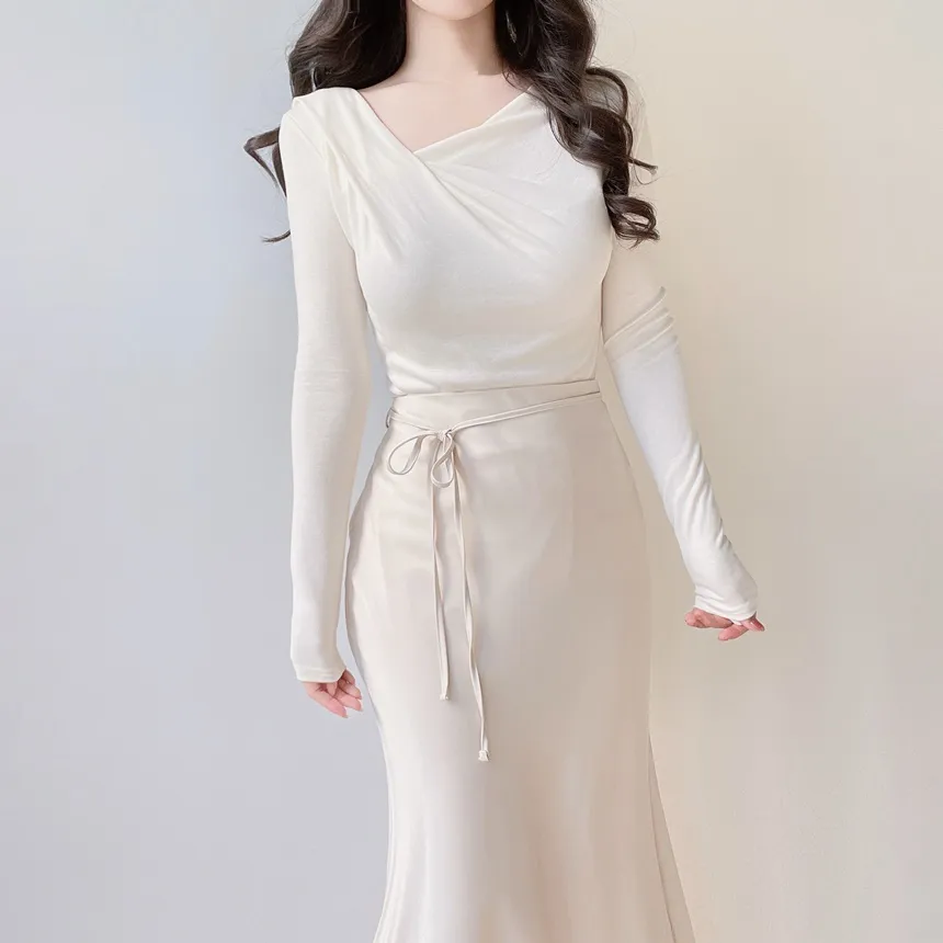 バックゴムロングフレアマーメイドカラースカート | mirangmirang | 詳細画像34